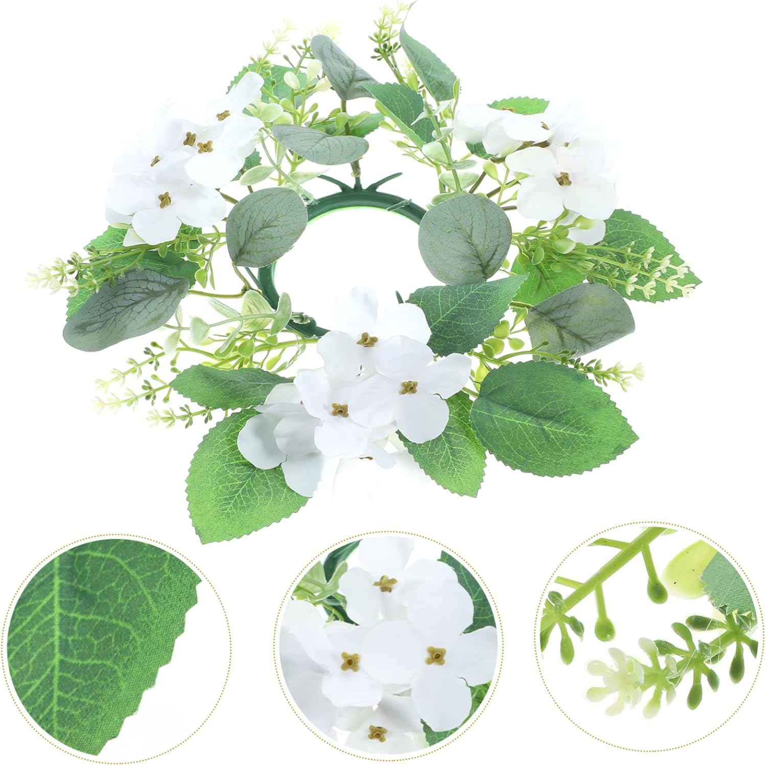 VINTORKY Artificial Eucalyptus Wreath Candle Decor