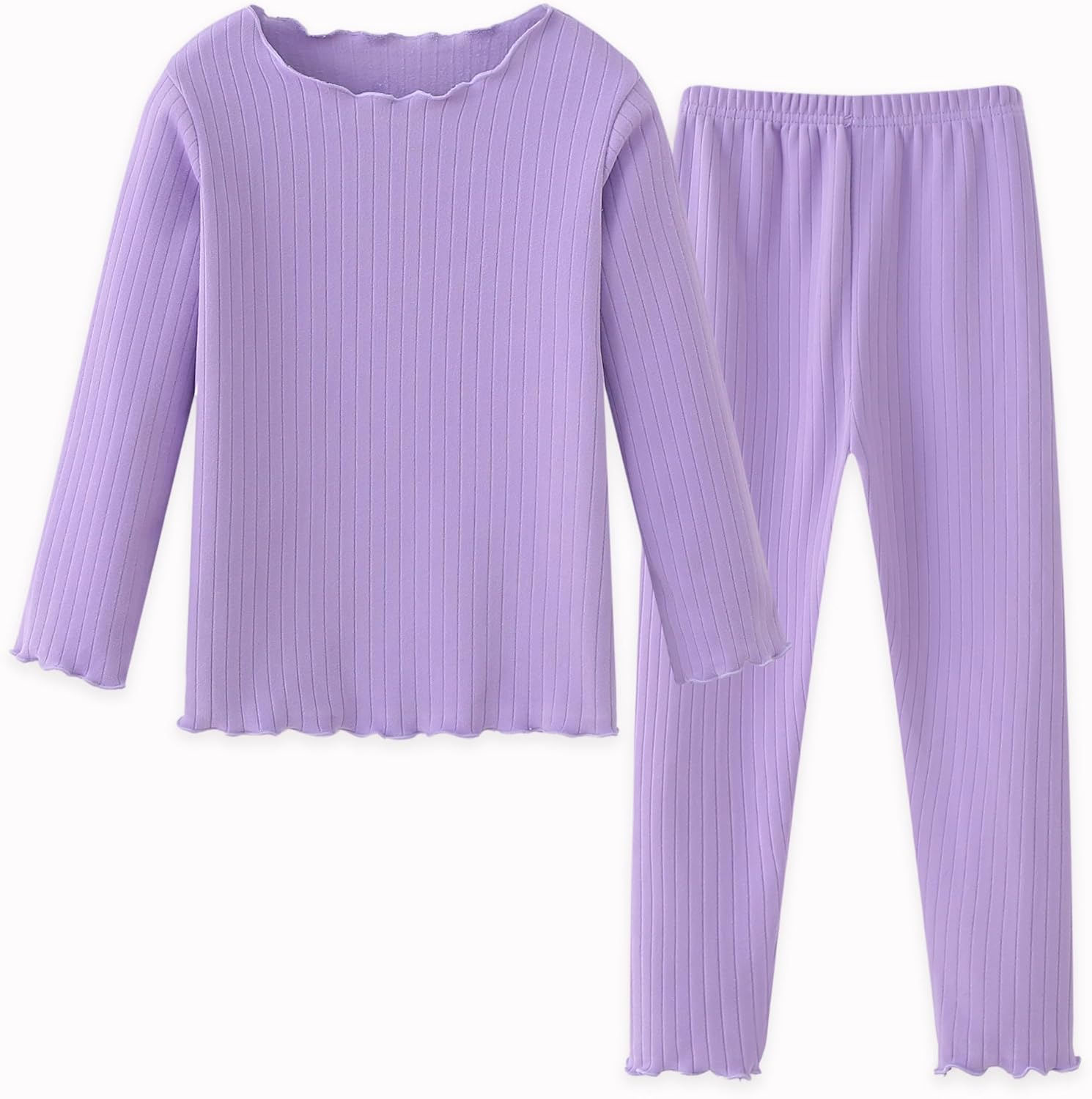 Deuerr Girls Thermal Underwear Set with Ruffle Trim 1