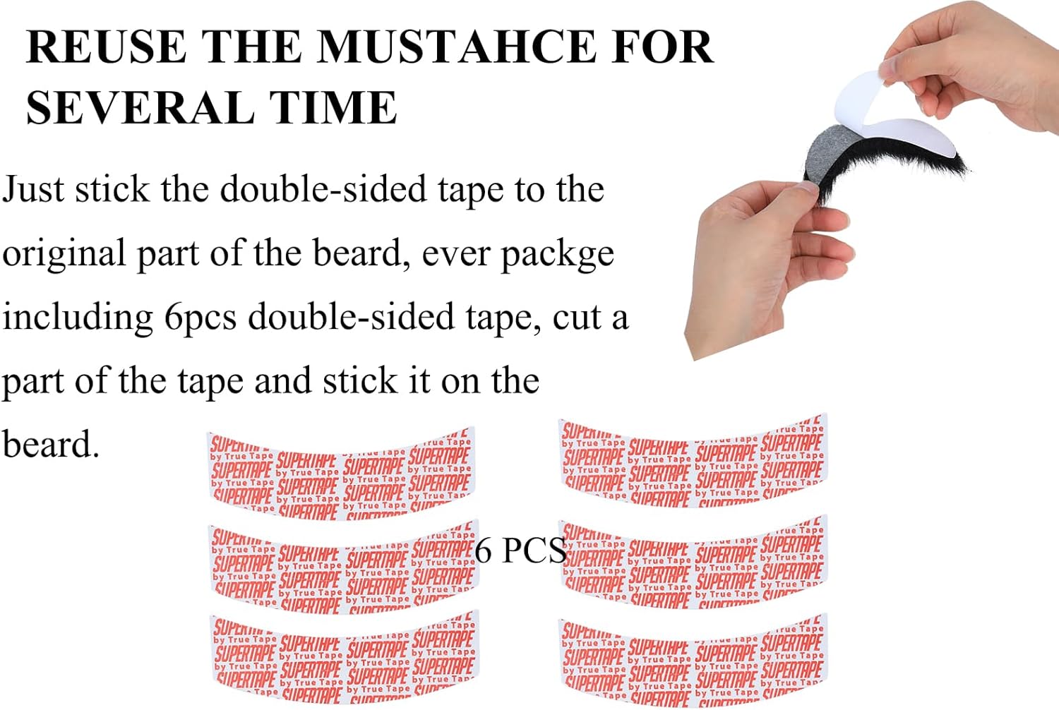 Self-Adhesive Fake Mustache and Eyebrows Set for Adults Costume