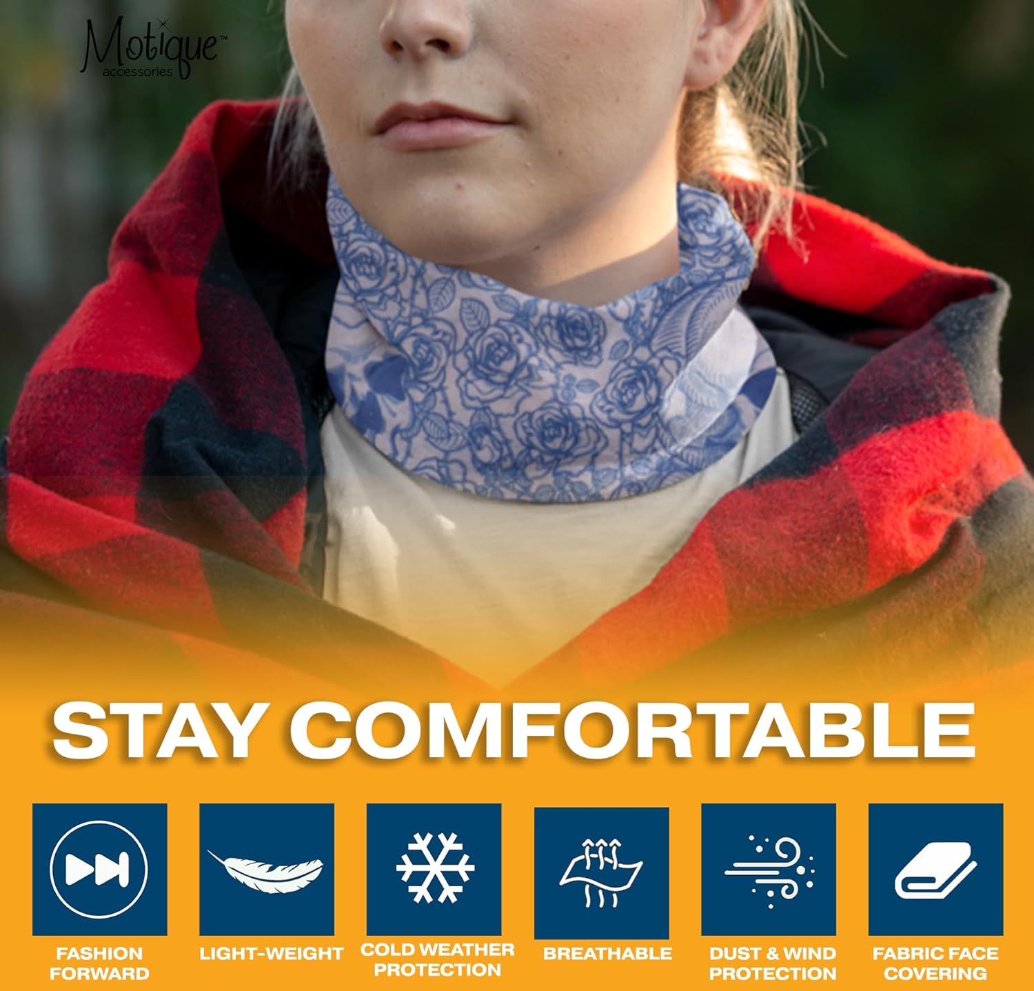 Motique Accessories Seamless Face Mask Neck Gaiter Tube