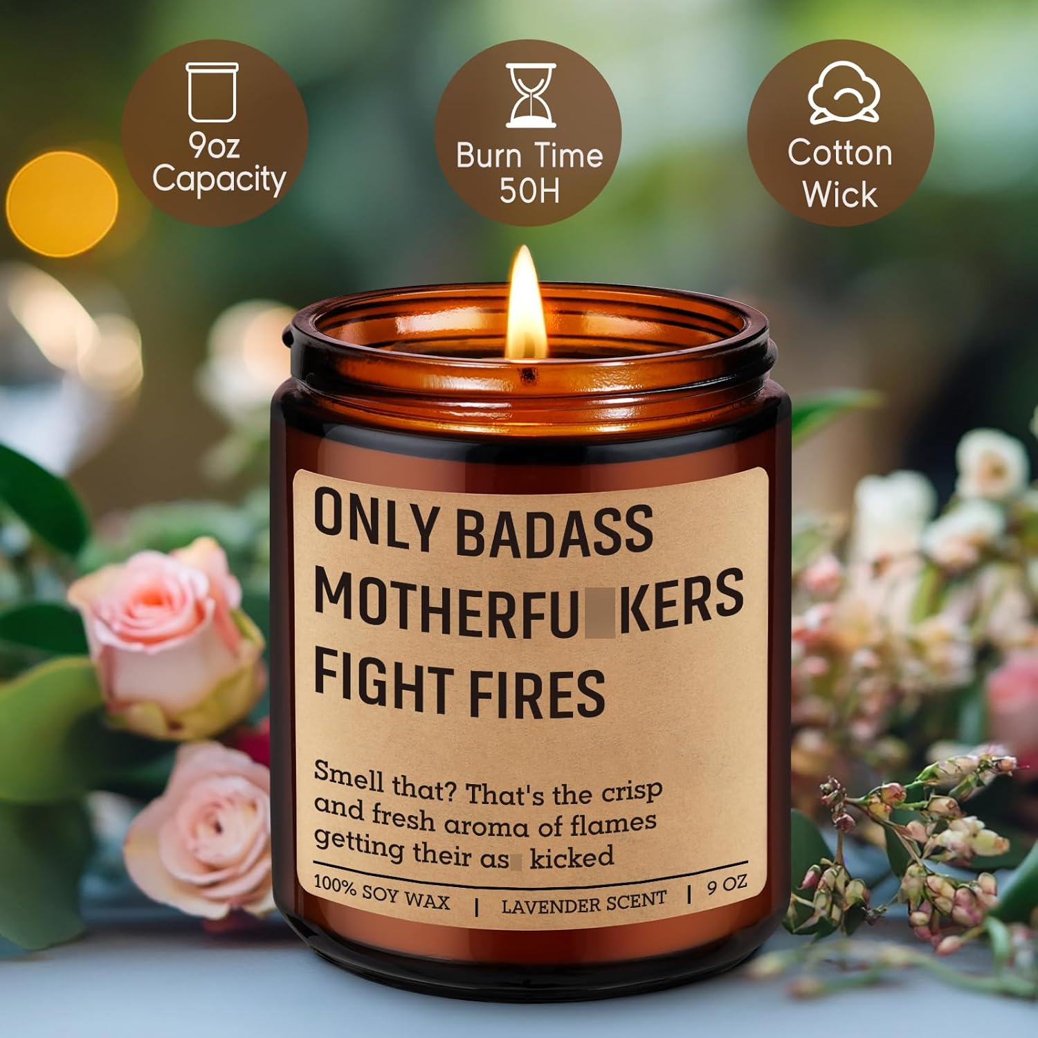 Fairys Gift Candle - Bold Firefighter Humor Lavender Scent