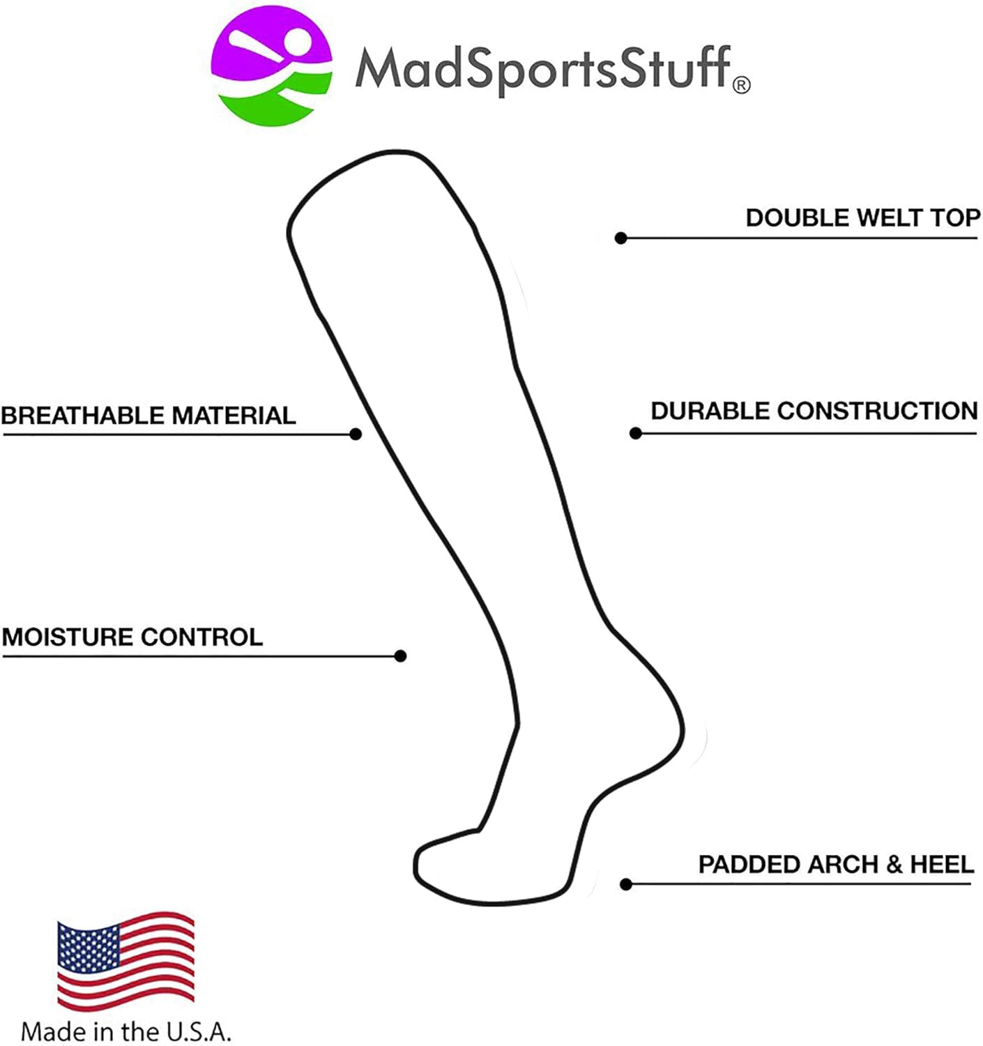 MadSportsStuff Soccer Socks with Ball Logo Over the Calf