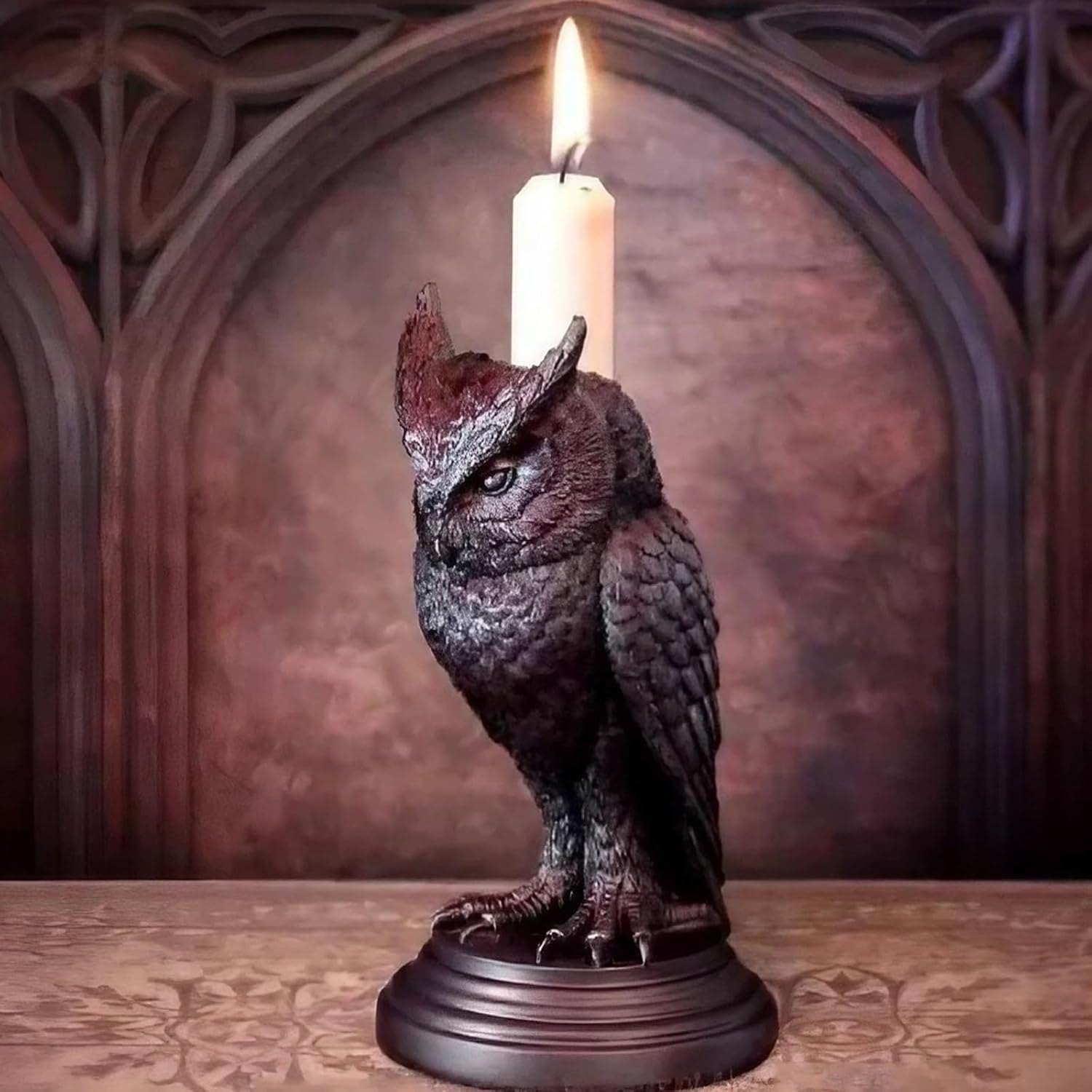 Gothic Owl and Crow Candle Holders 2PCS