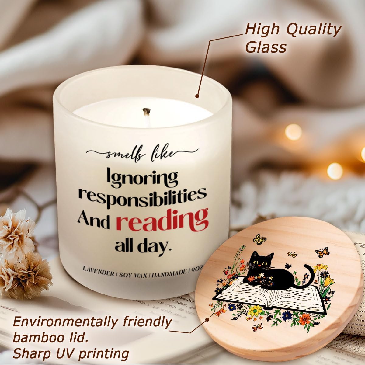 Book Lovers Candle 9Oz - Lavender Scented Gift