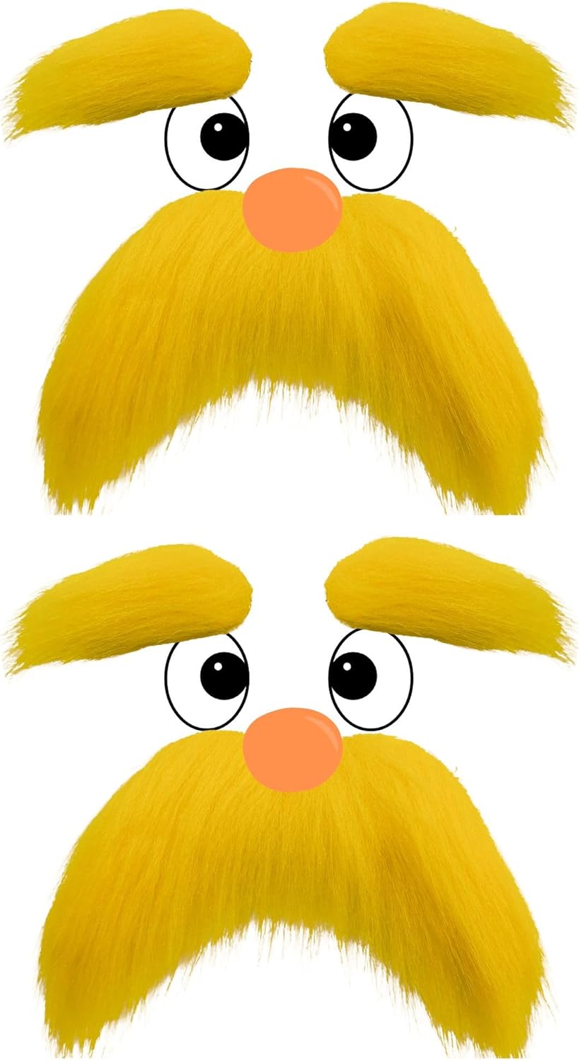 Yellow Fake Mustache and Eyebrows Set for Halloween Cosplay