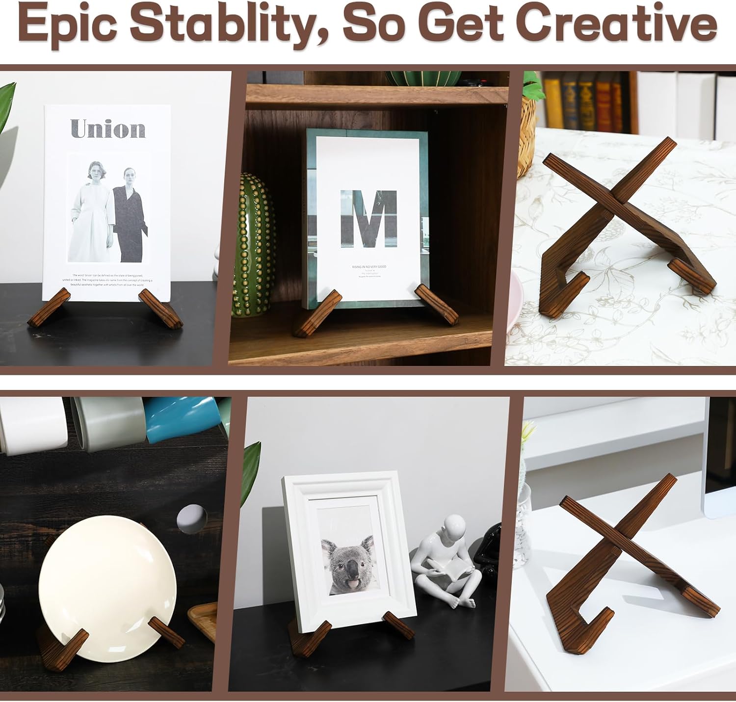 ElevateTech Wooden Plate Holder Display Stand 65 Inch