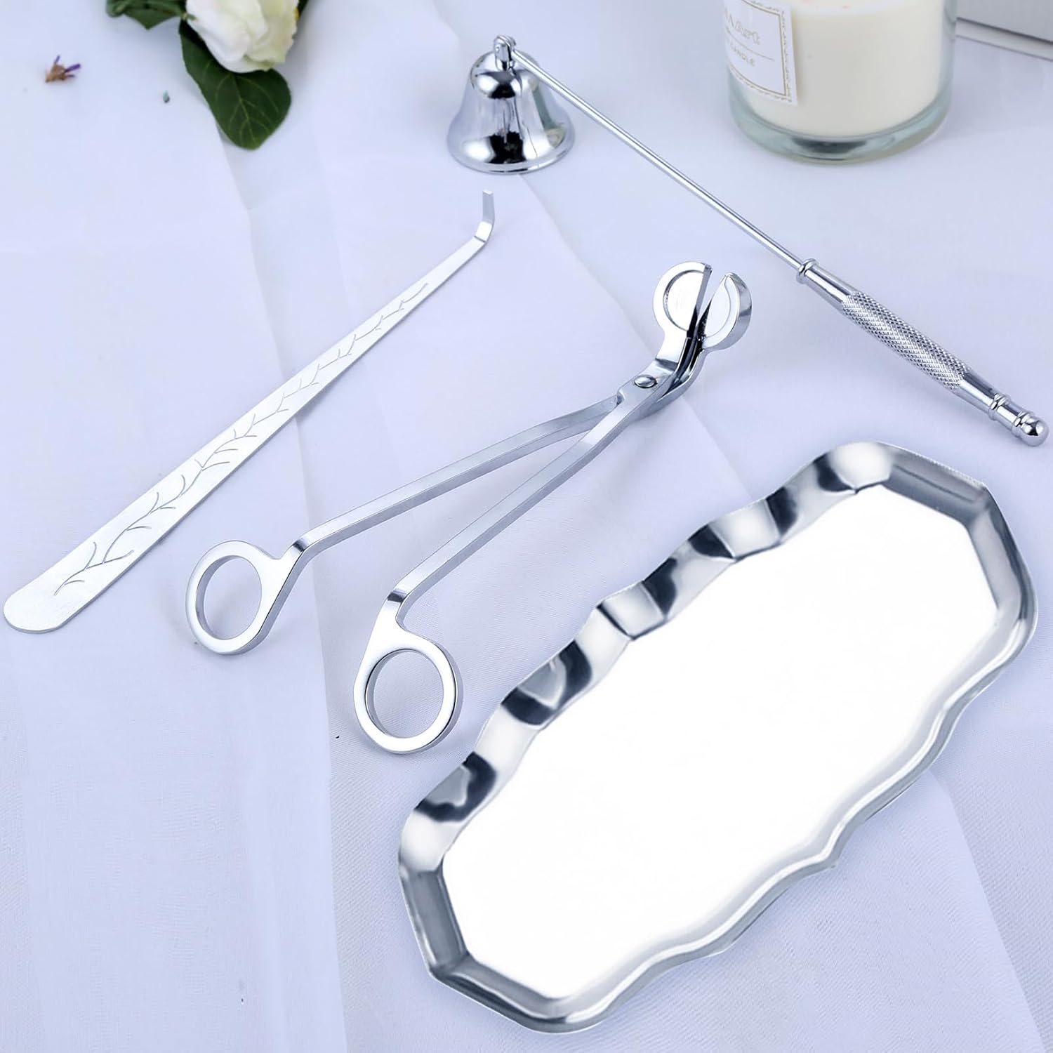 MUXSAM 4-in-1 Candle Care Tool Kit Silver