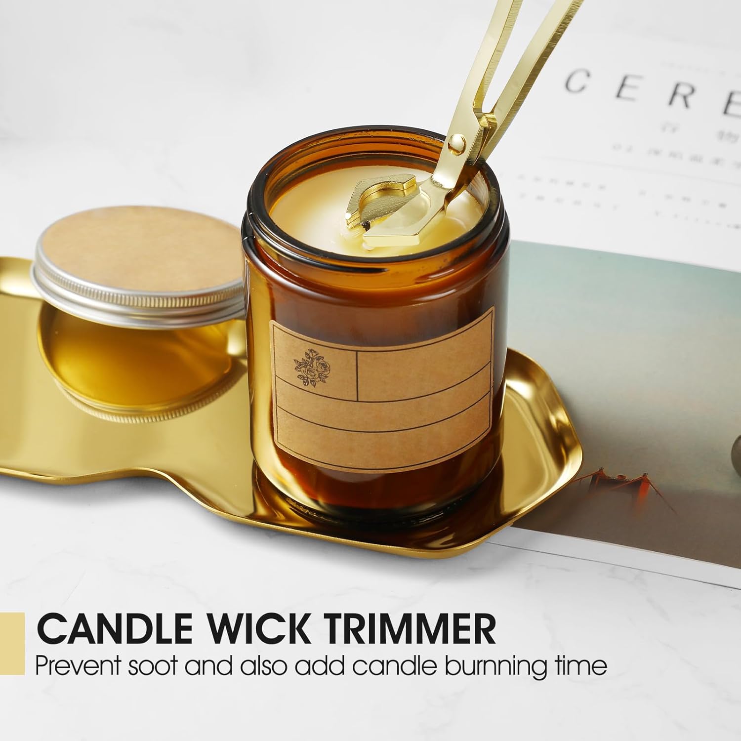 PATOISE 4 in 1 Candle Accessory Set Stainless Steel Gold