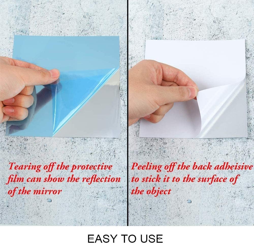 18Pcs Acrylic Mirror Tiles Self-Adhesive Removable Wall Stickers