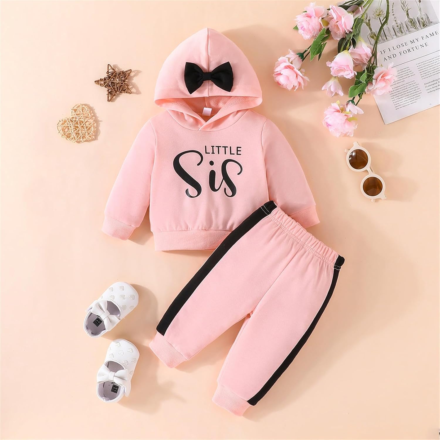 Cute Toddler Girl Hoodie Pants Set