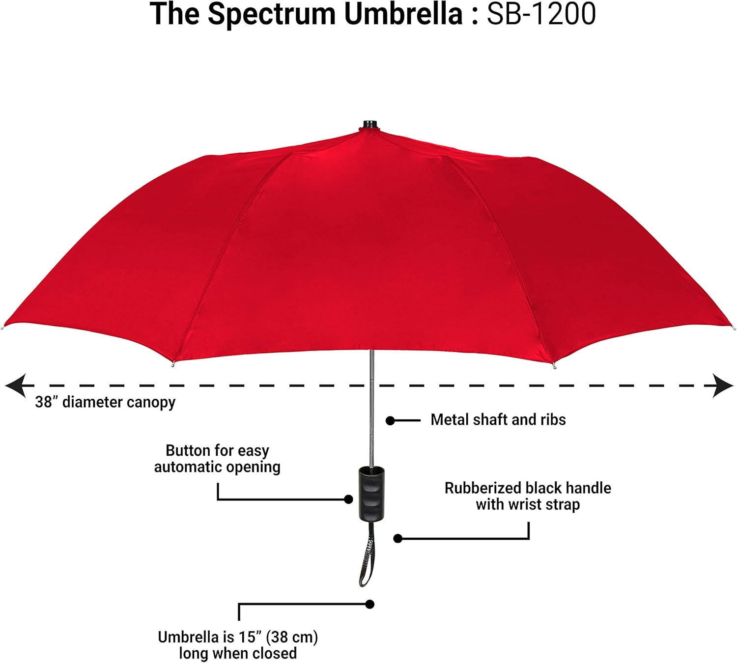 STROMBERGBRAND Automatic 42 Compact Travel Umbrella