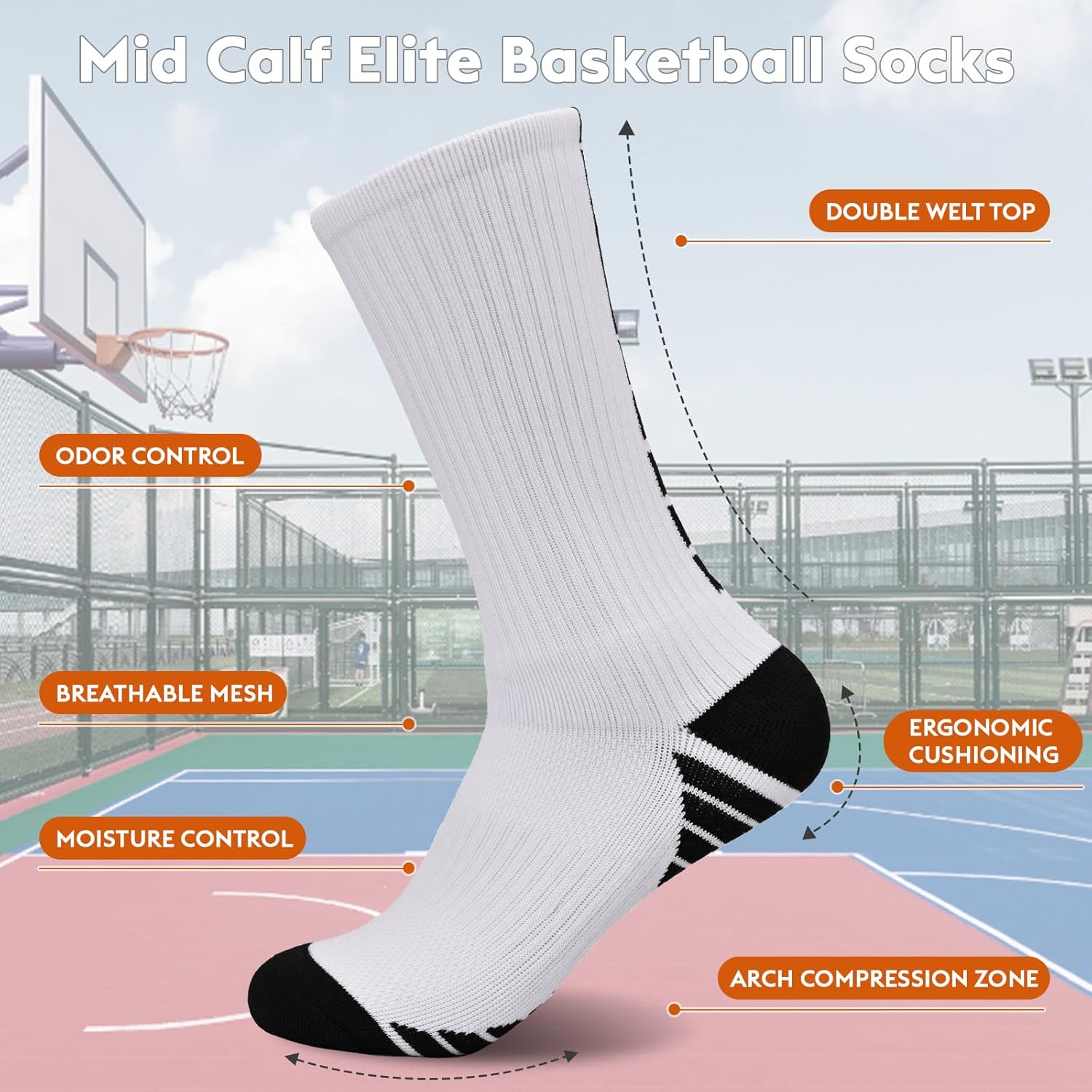 Finerview Elite Basketball Socks for Men 6 Pairs 1