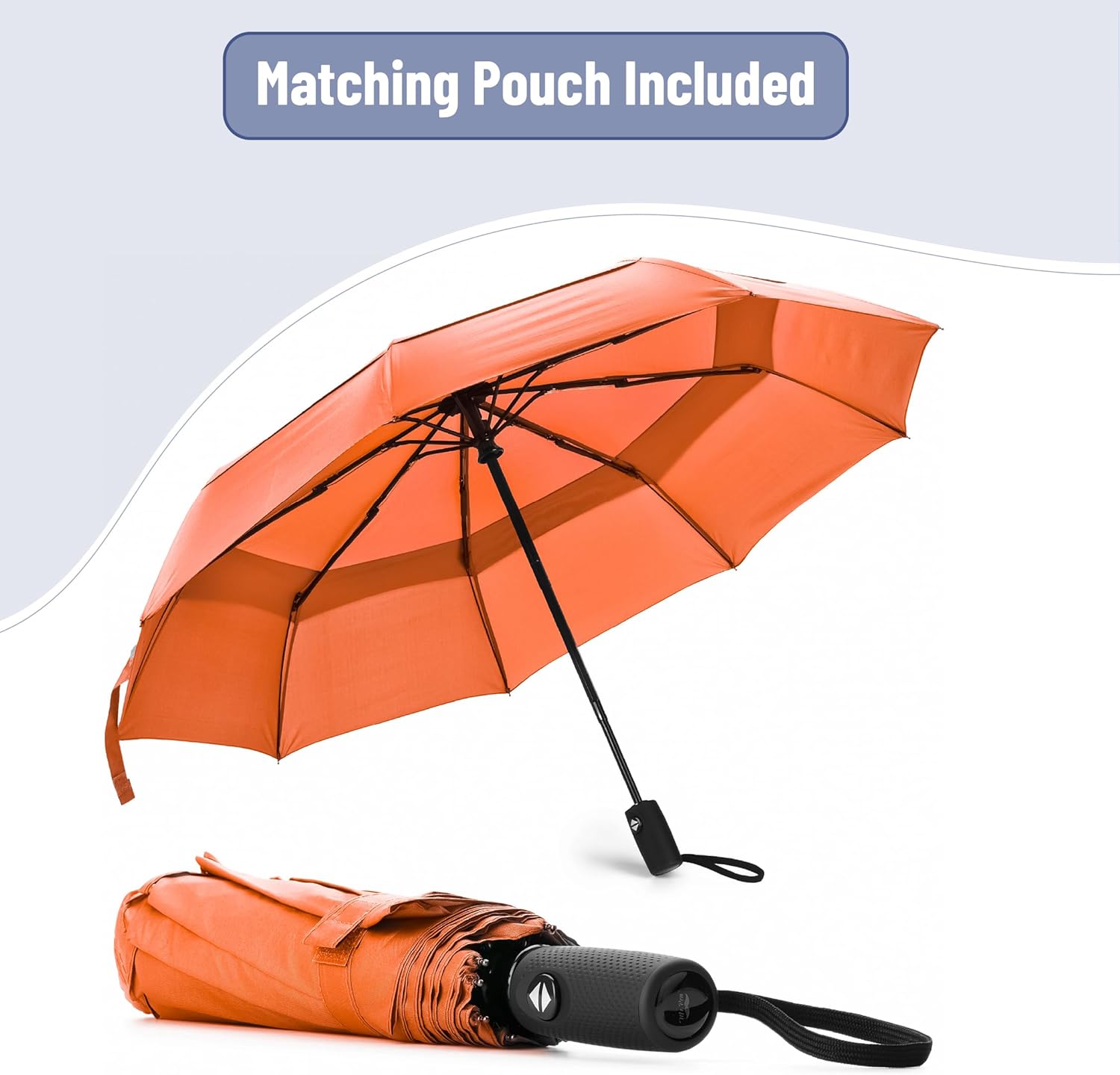 Mr Pen Windproof Travel Umbrella Orange Red