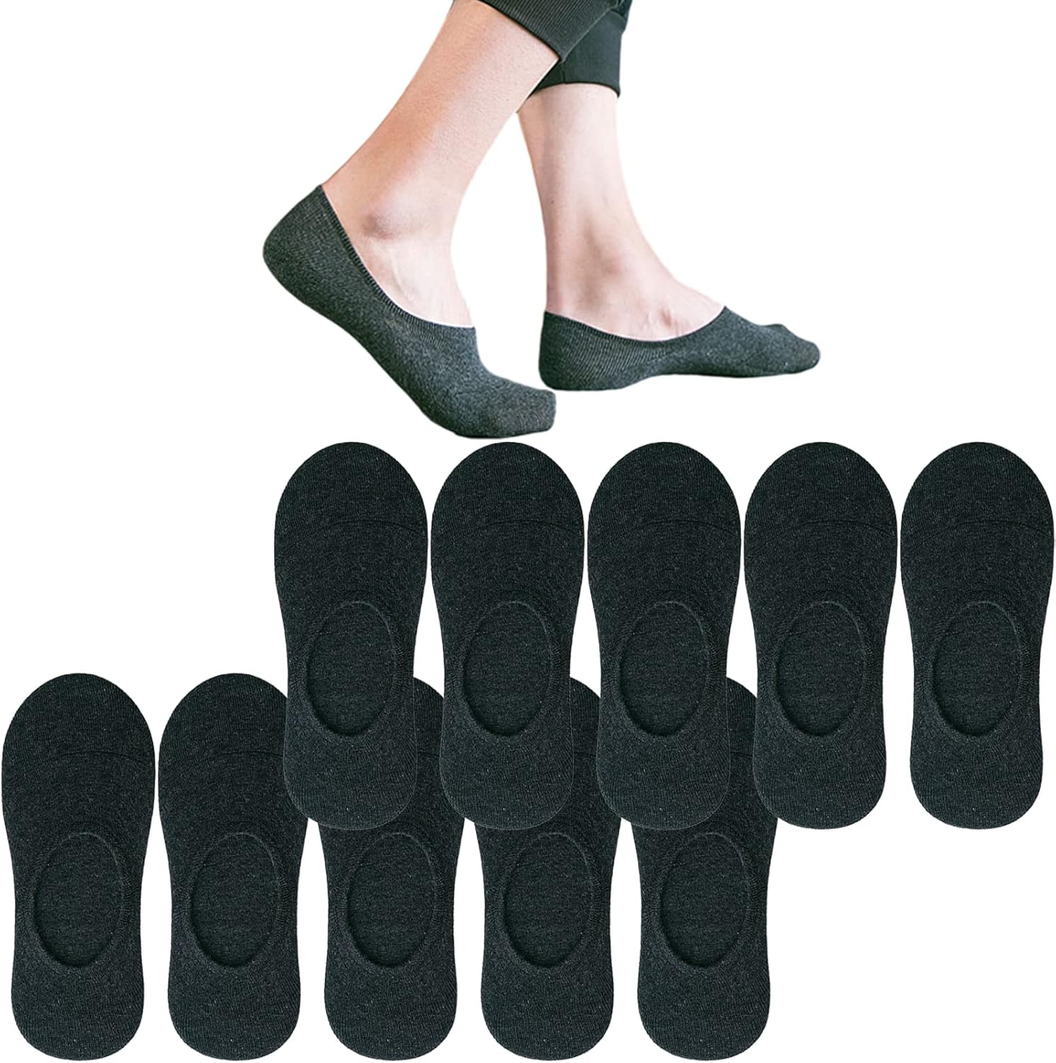 CHUNFO No Show Footie Socks - 5 or 10 Pairs