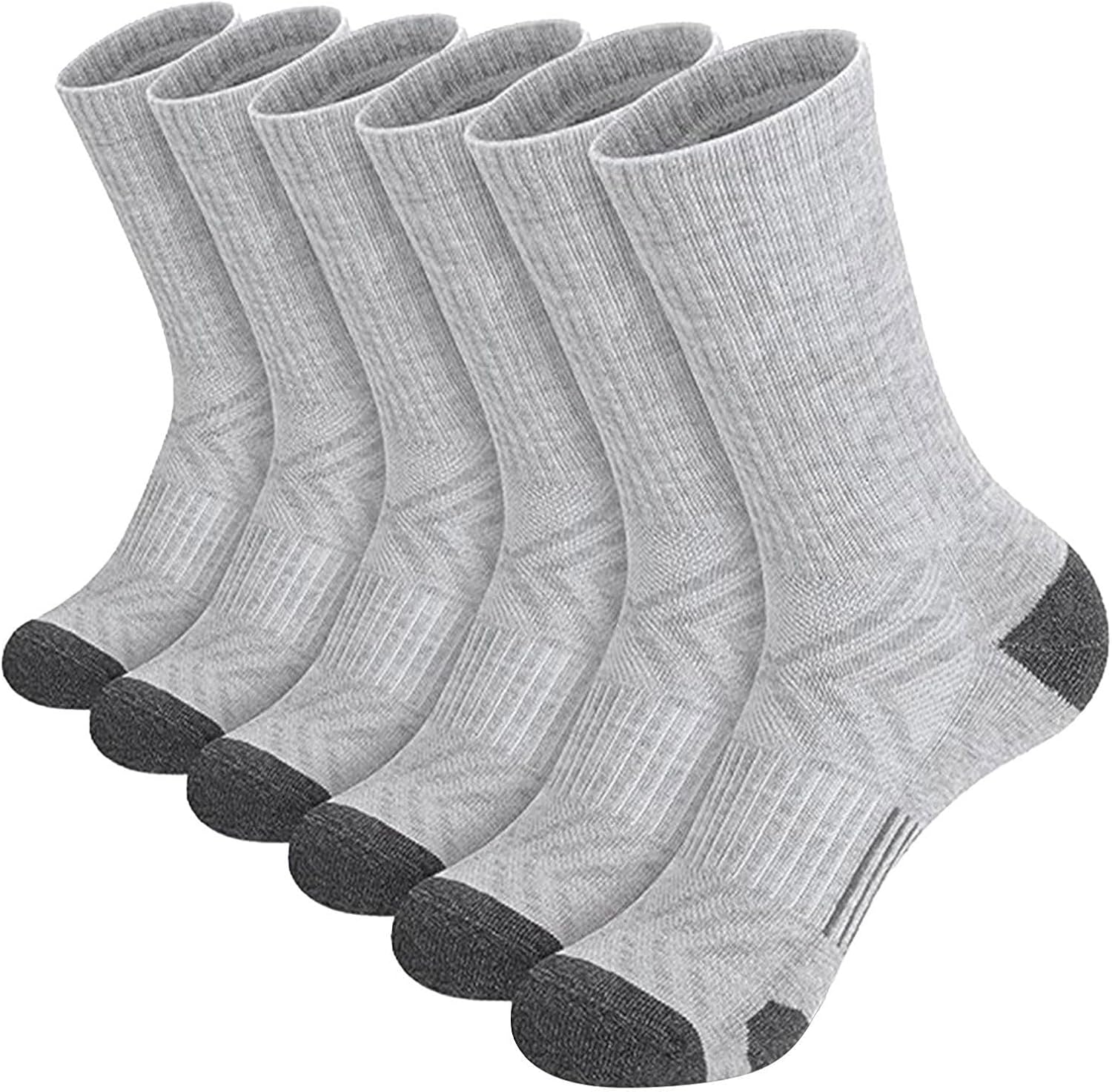 Mens Cushioned Crew Socks 5 Pairs White Low-Cut