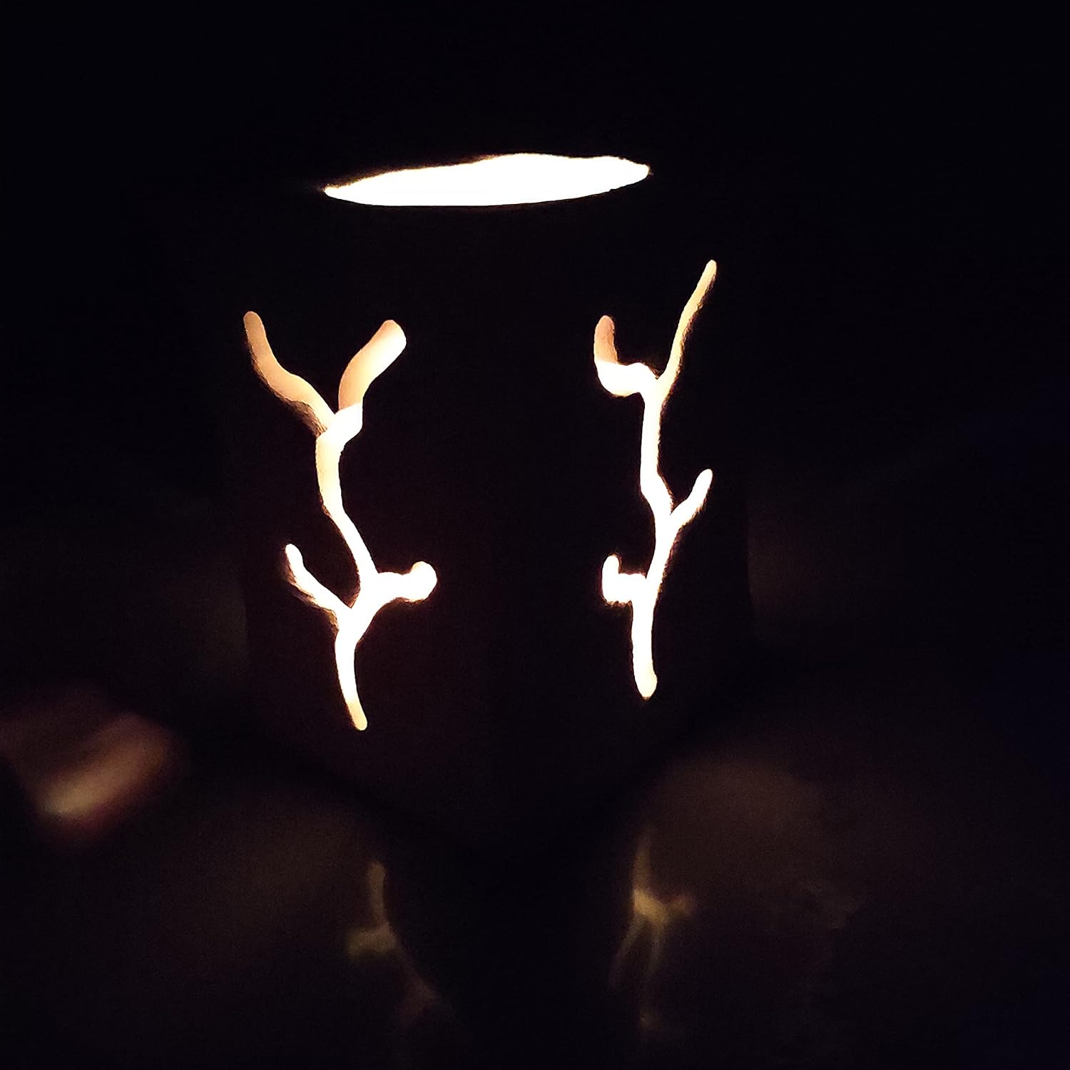 Handmade Tree Stone Candle Holder LED Lantern - Gift Box Included