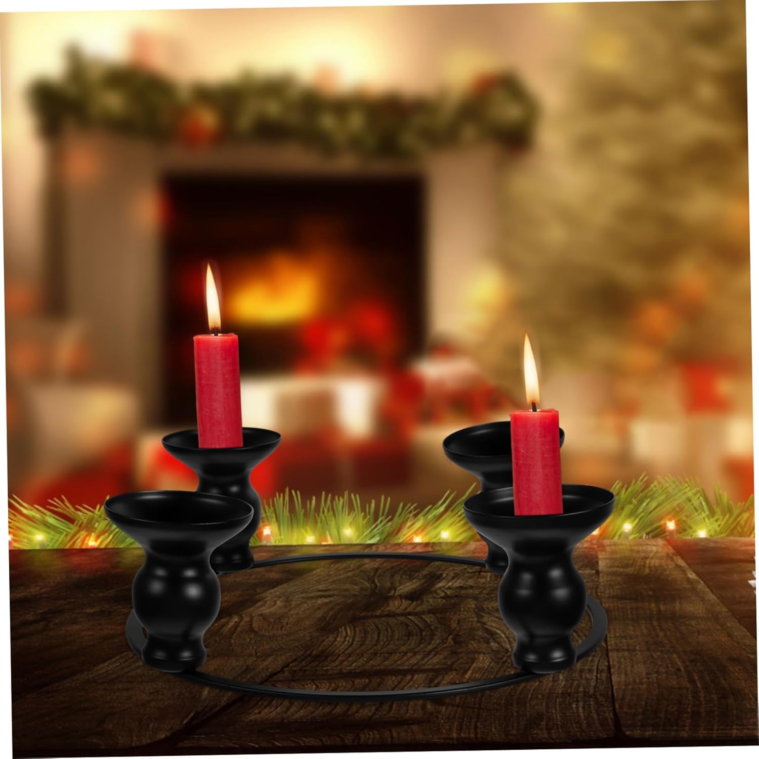 HOLIDYOYO Iron Black Candle Holder Ring