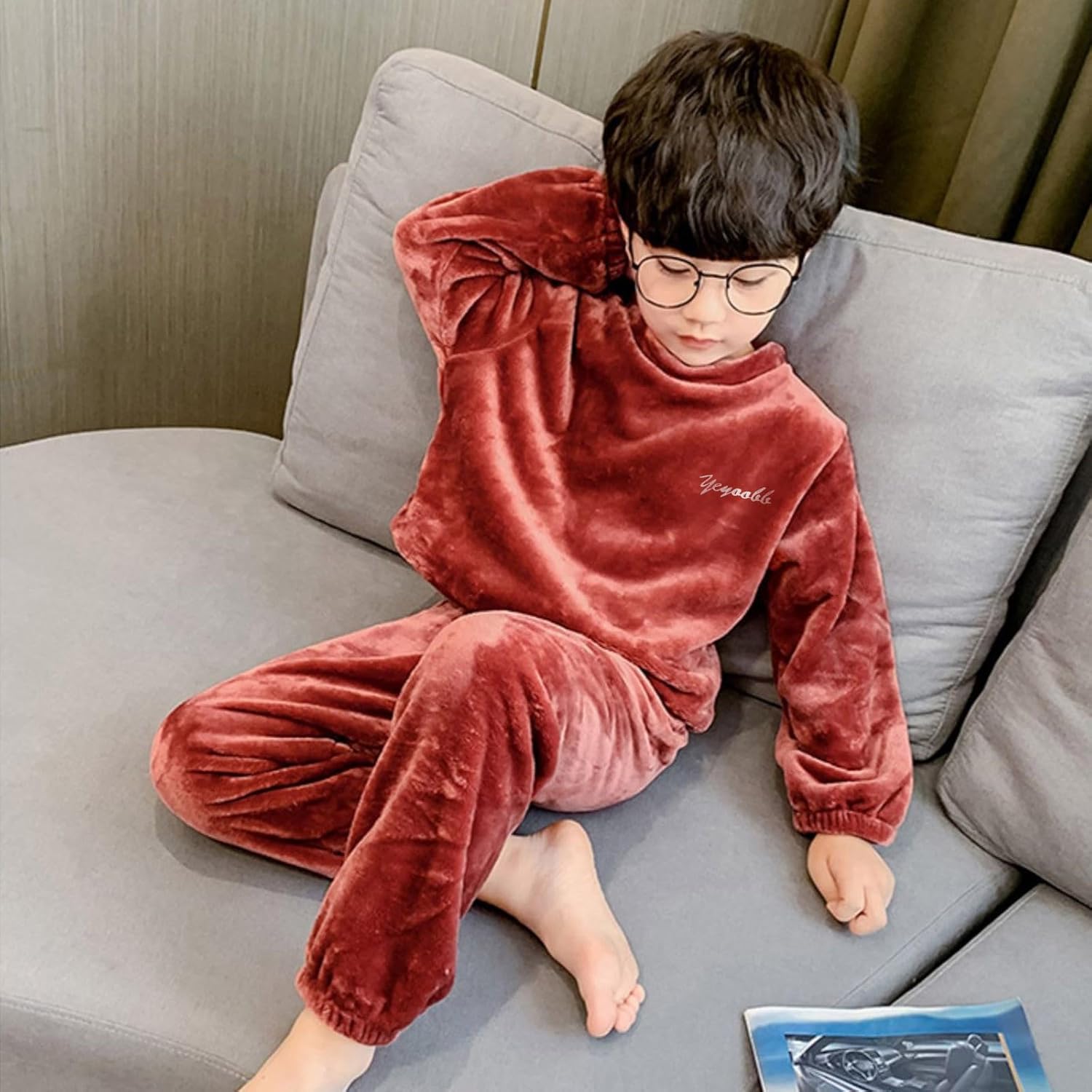 Winter Flannel Set for Toddlers Boy Girl Warm Sweatshirt Fuzzy Pants