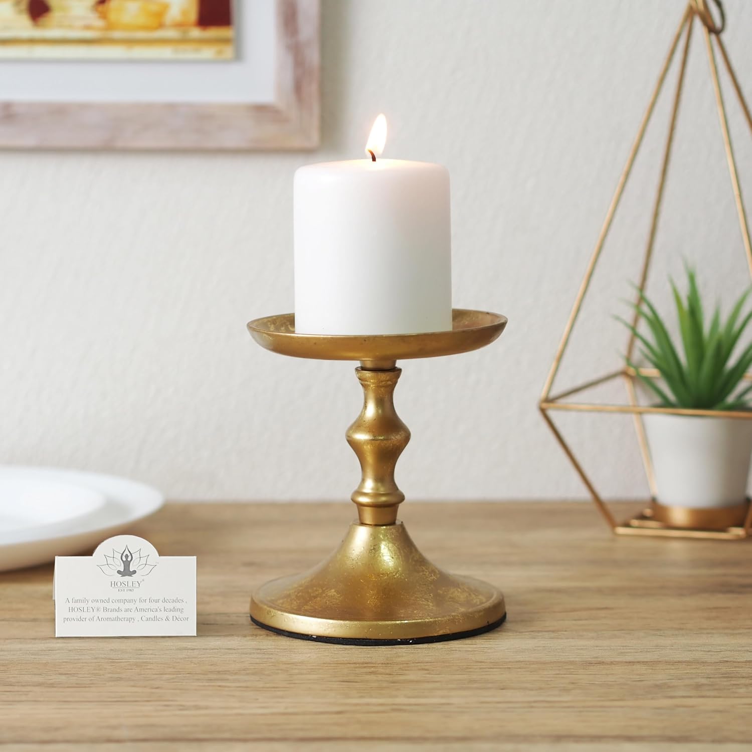 Hosley 5 Inch High Iron Pillar Candle Holder