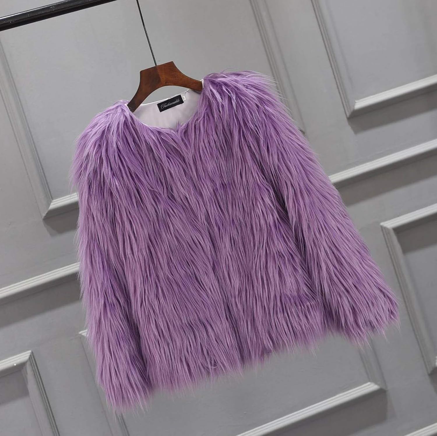 RNTOP Kids Girls Faux Furry Winter Fleece Jacket 5-6 Years Purple