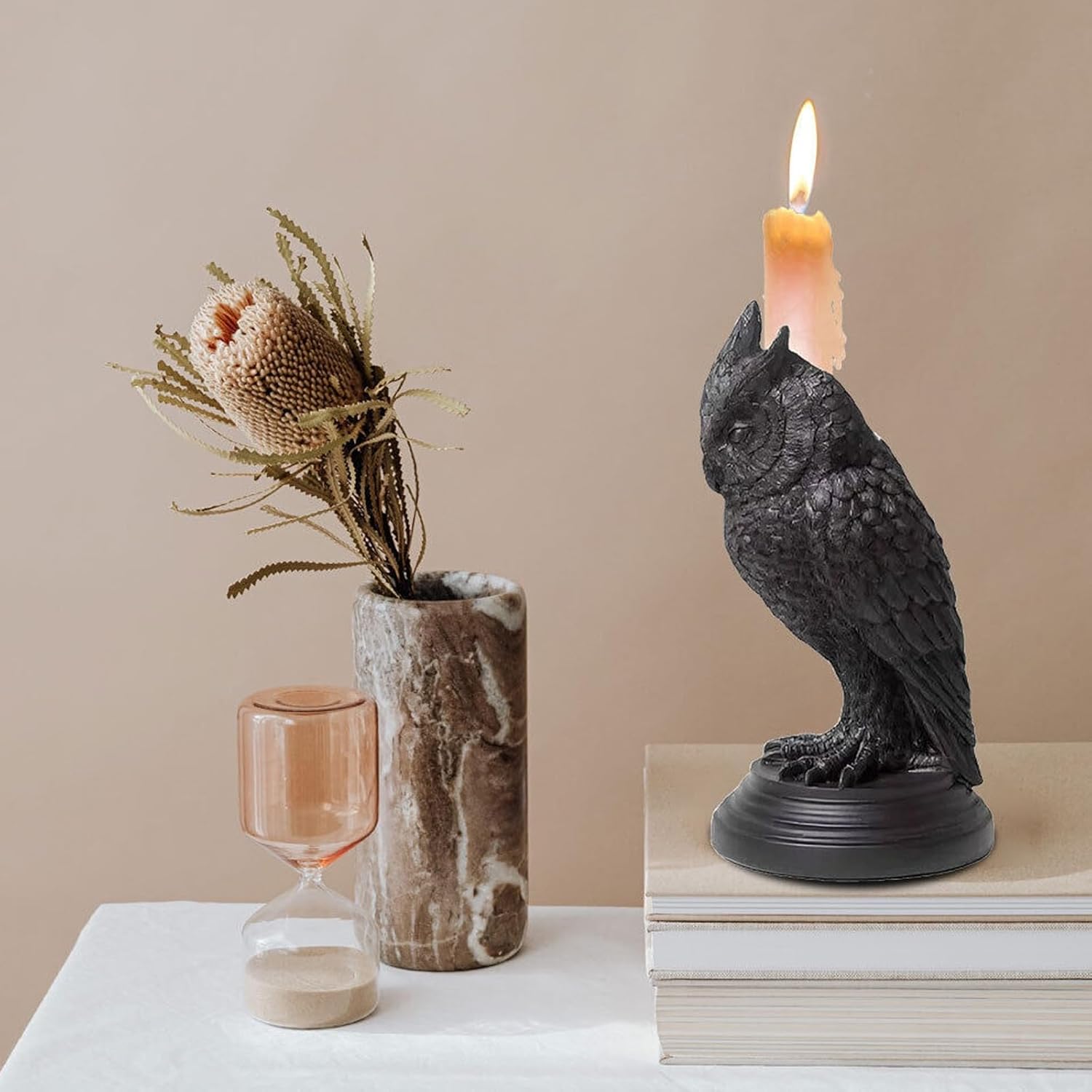Gothic Owl and Crow Candle Holders 2PCS