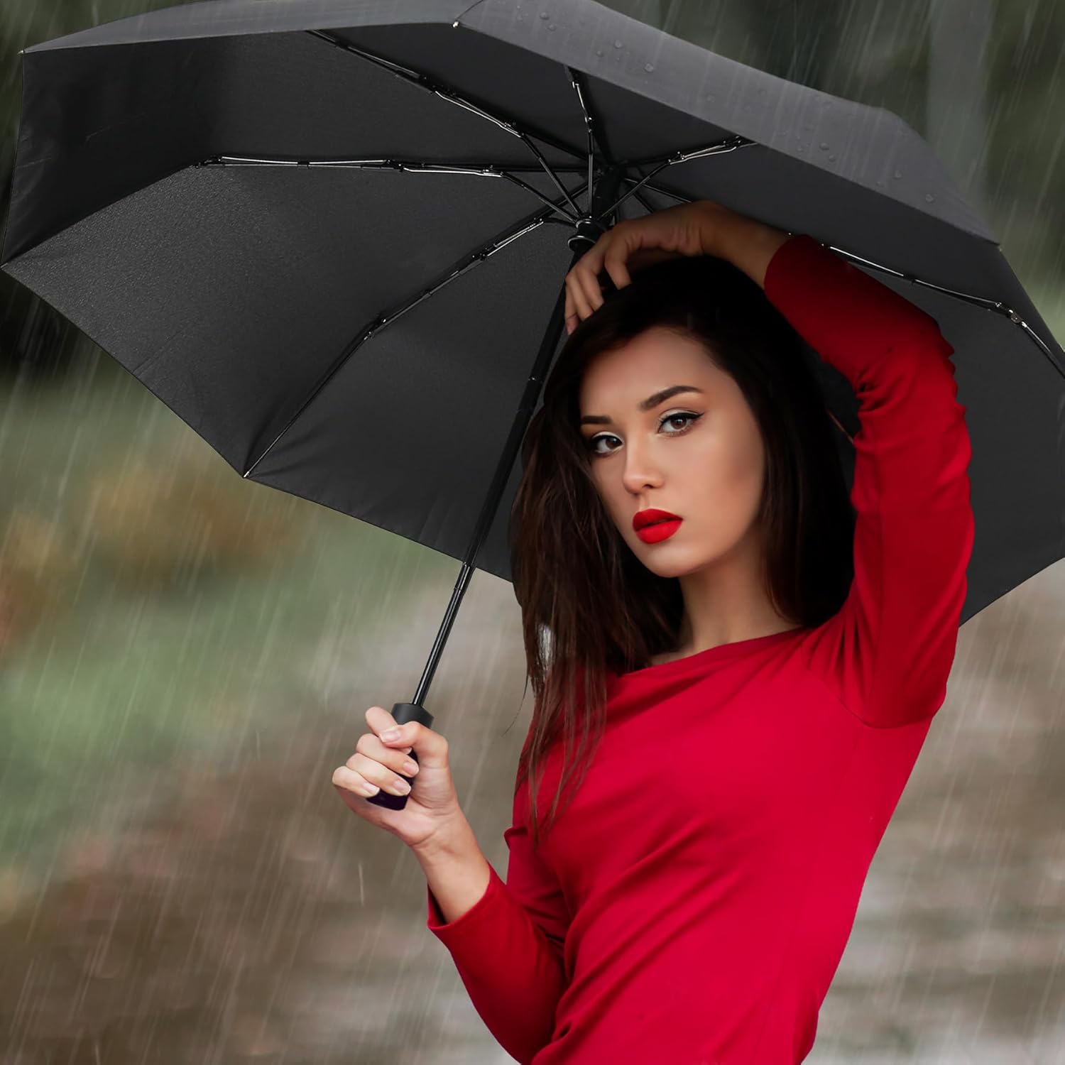 NPCQUN Windproof Travel Umbrella - Compact Lightweight Automatic