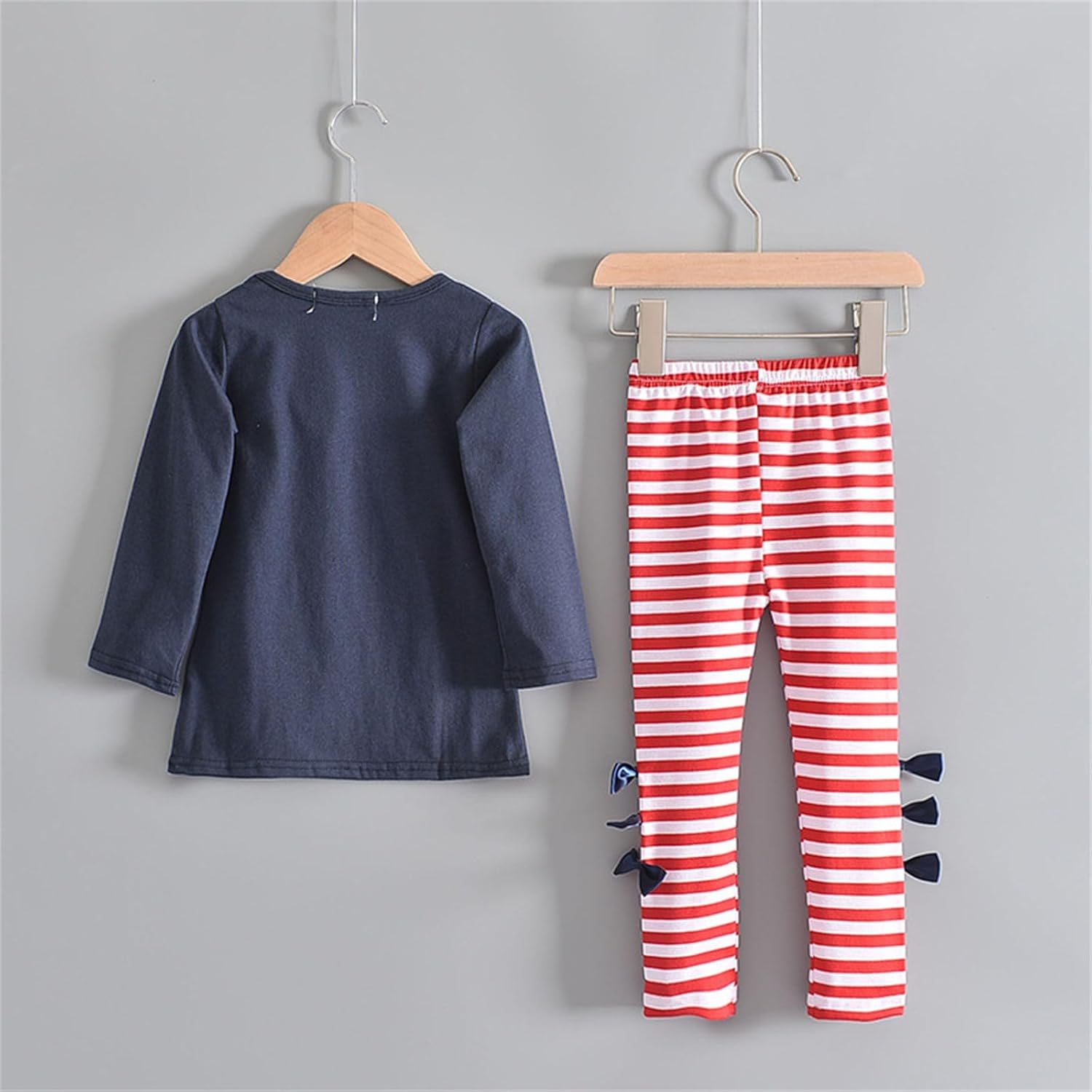 Baby Toddler Girls Winter Clothes Set with Bow Shirts and Stripe Pants