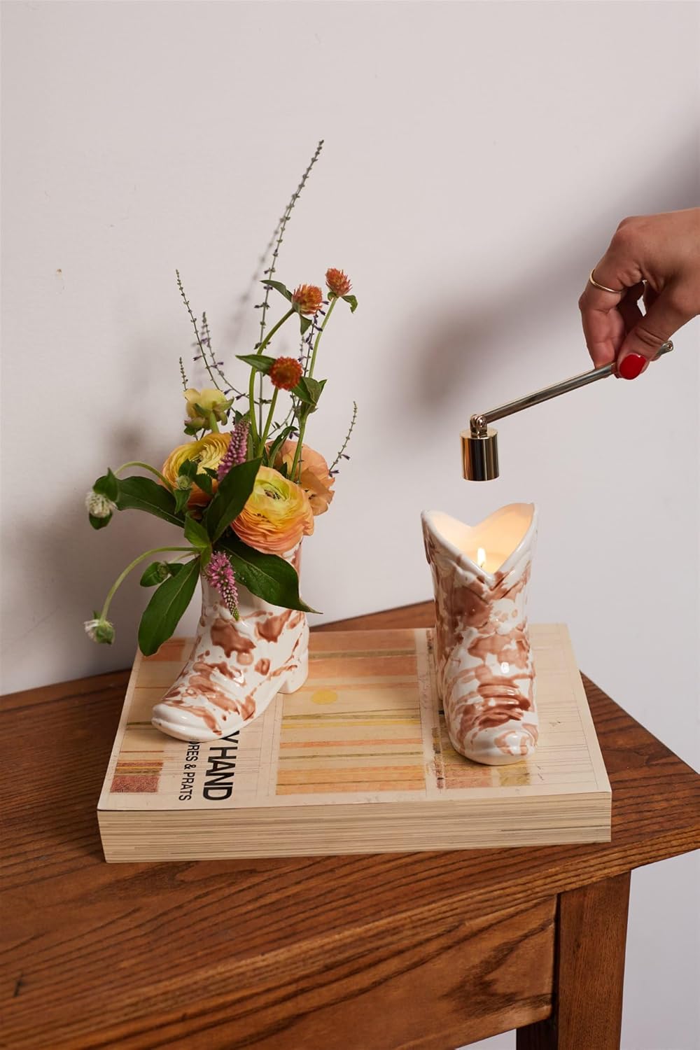 Paddywax Nashville Boot Shaped Candle 6-Ounce Desert Peach