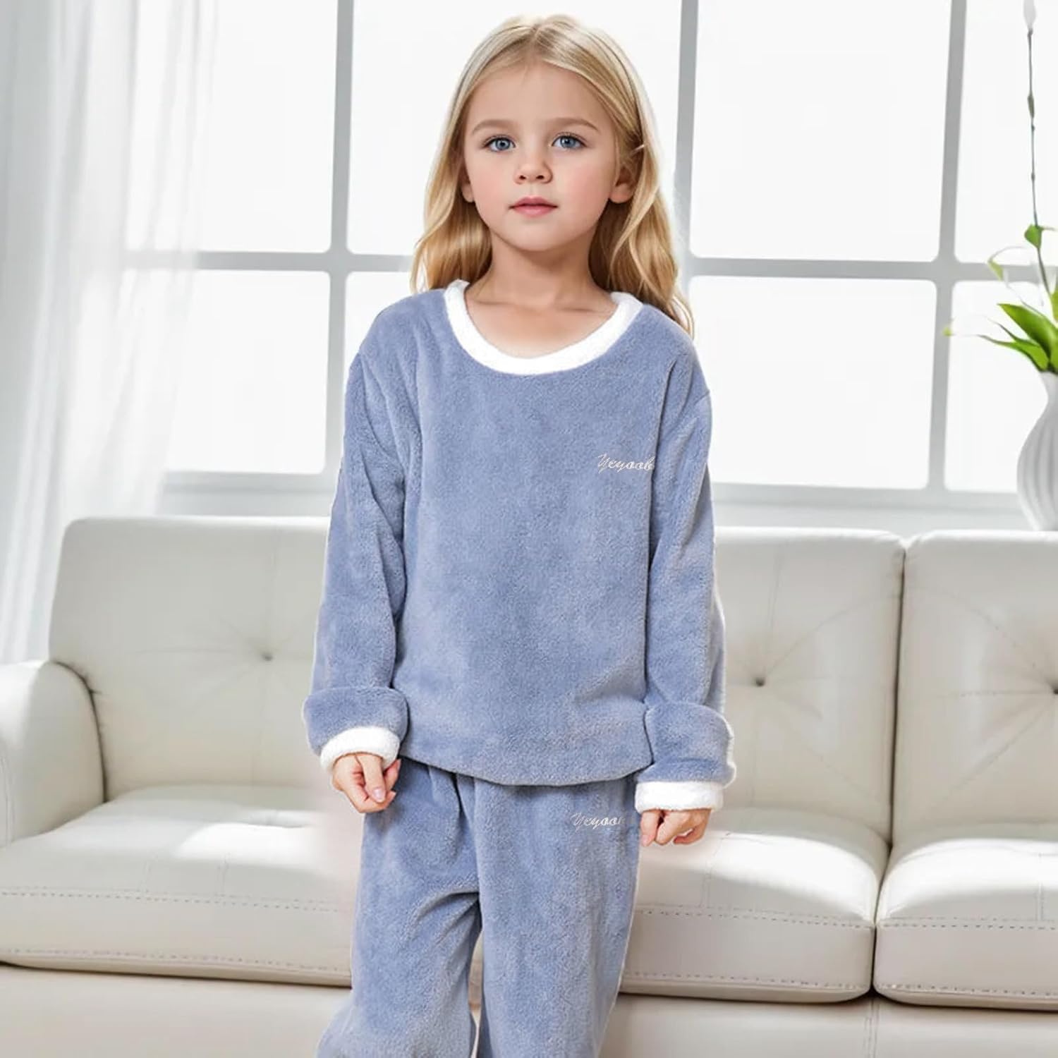 Winter Flannel Sweatshirt Set for Girls and Boys