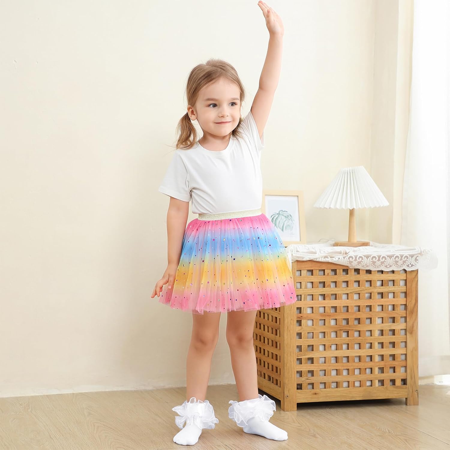 Zando Girls Ruffle Socks with Double Lace Cuff 1