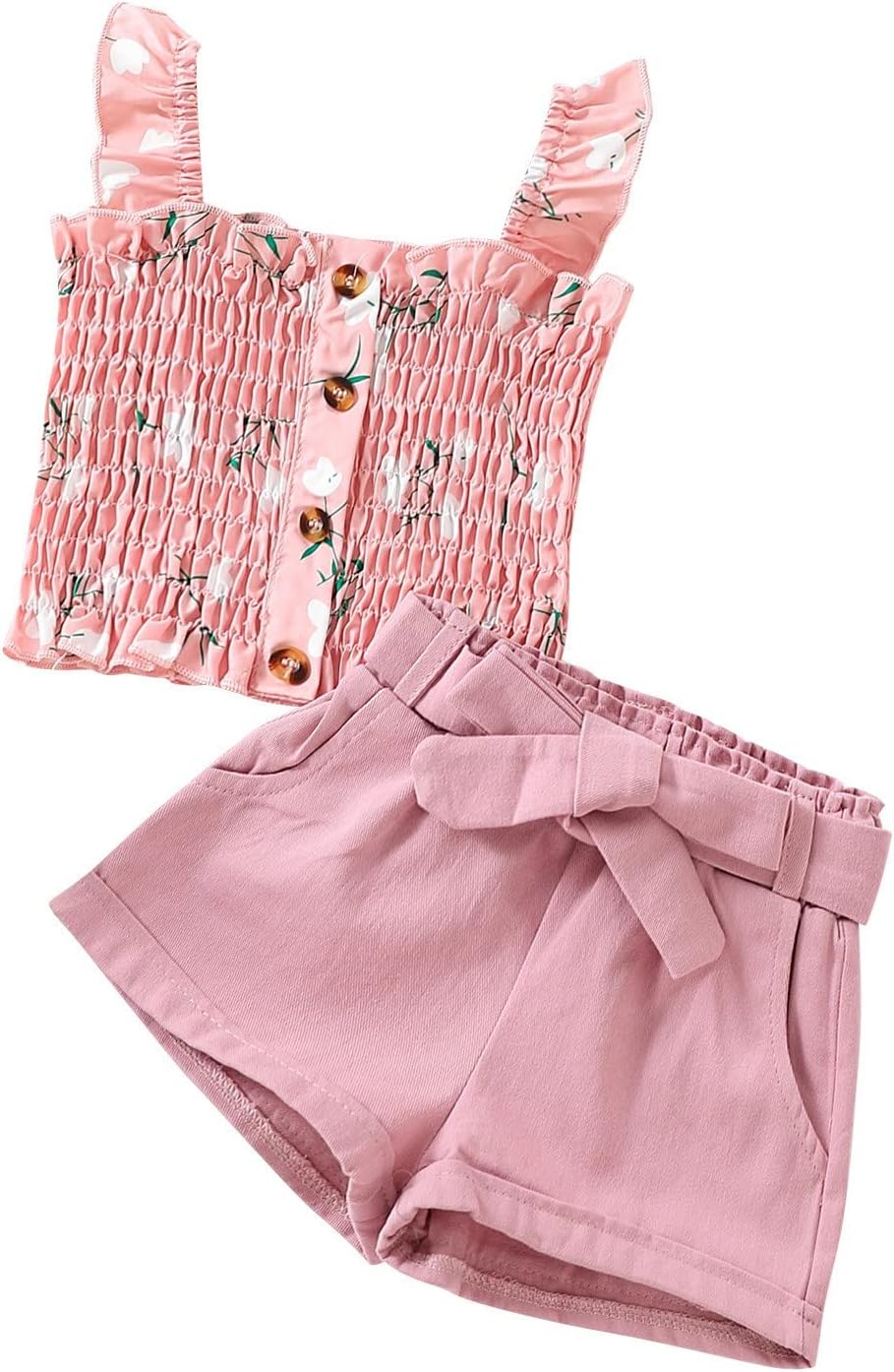 Toddler Girls Floral Print Smocked Outfit Set