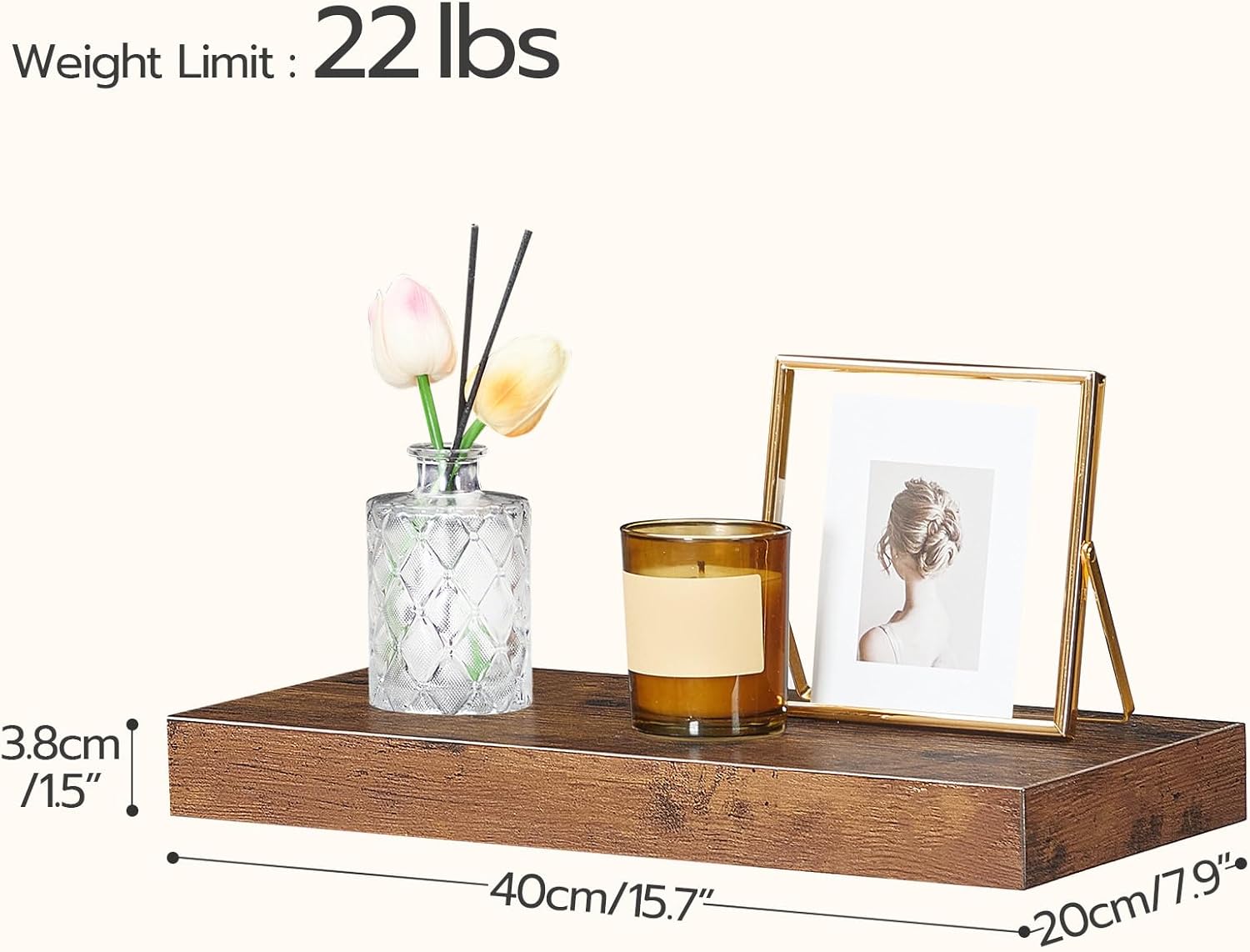 HOOBRO Floating Shelves Set of 2 Rustic Brown