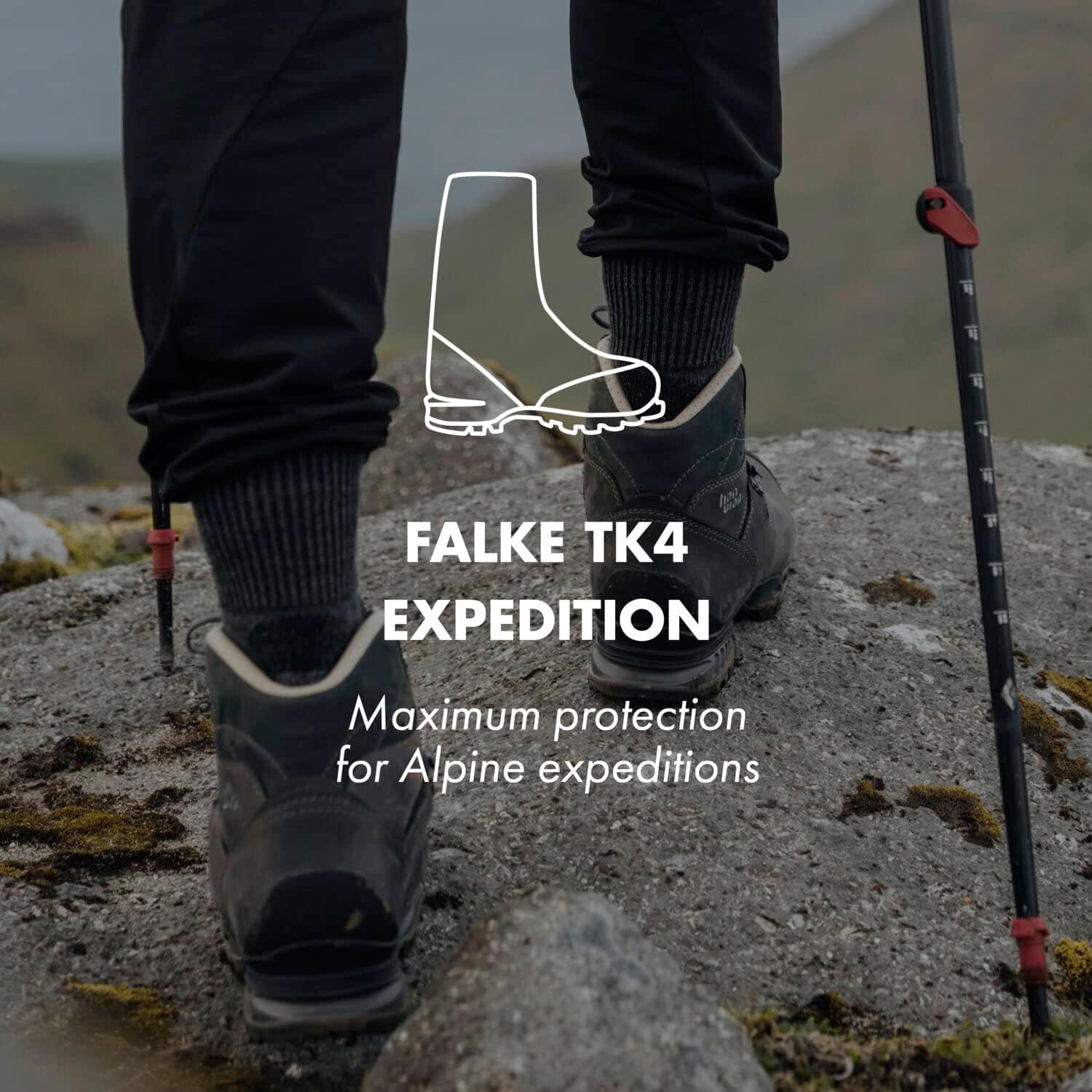 FALKE Mens TK4 Hiking Socks Thick Padding Quick Dry 1 Pair