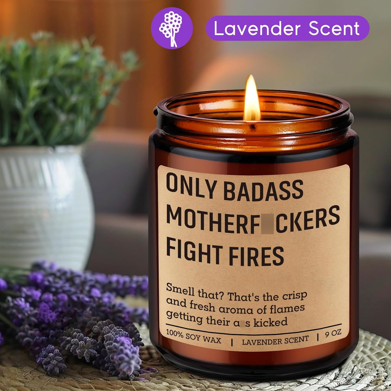 Fairys Gift Candle - Bold Firefighter Humor Lavender Scent