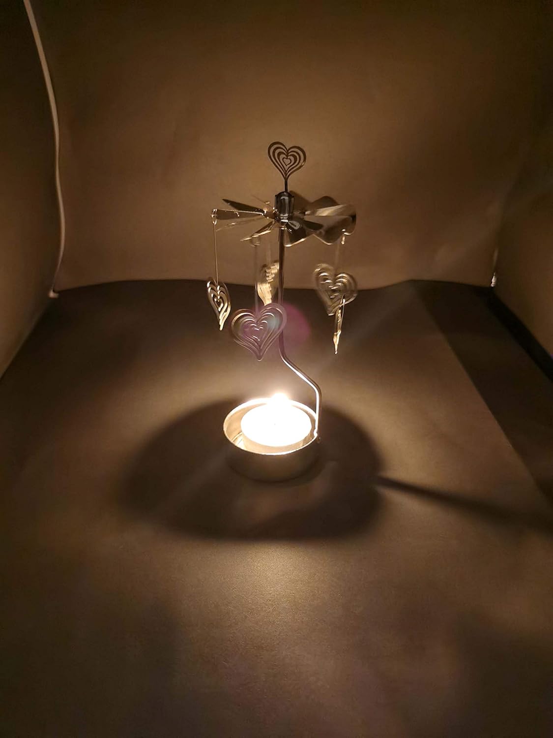 Rotary Candle Holder Spinning Metal Heart Gift