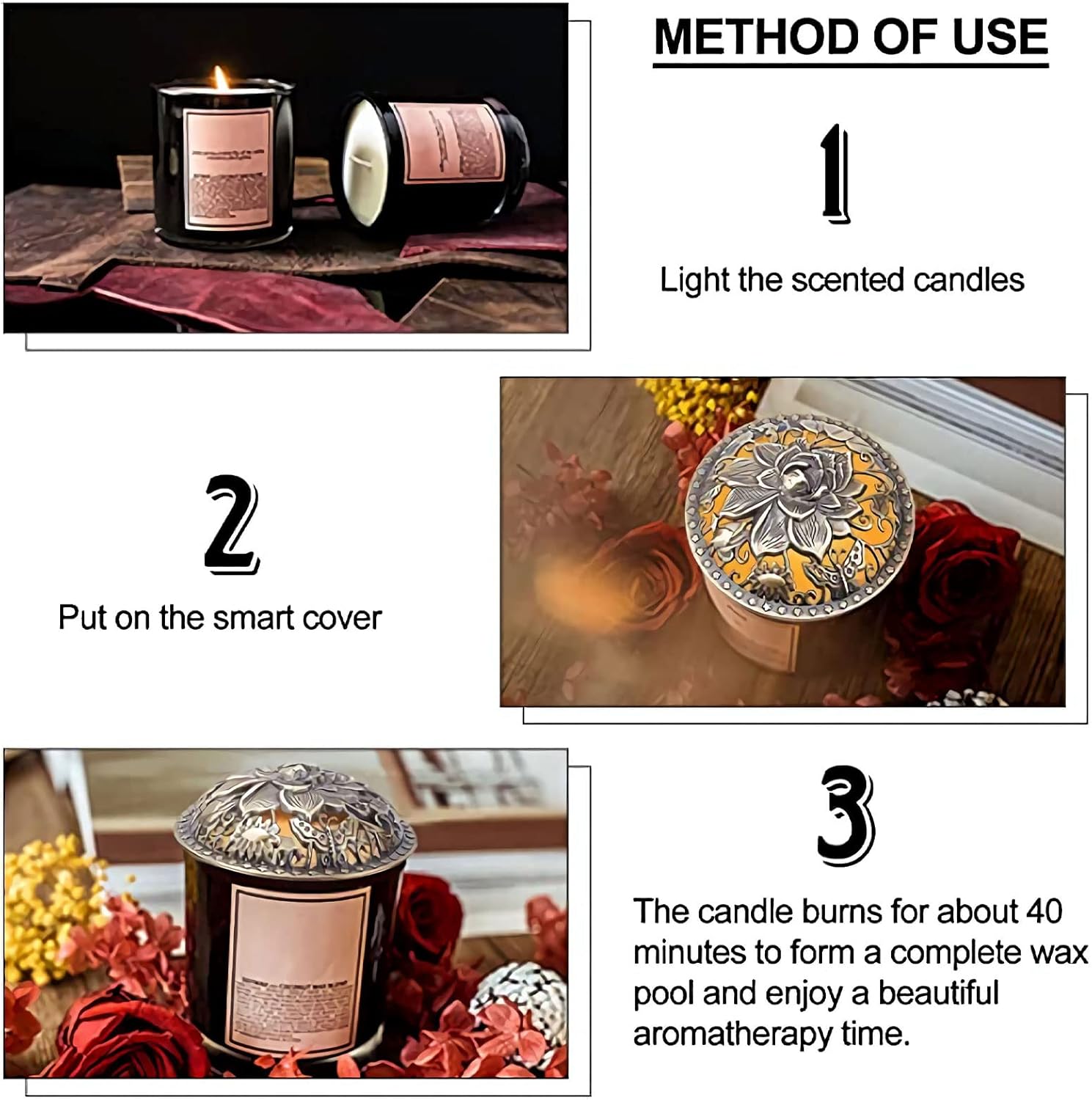 GORGECRAFT 2PCS Bronze Lotus Candle Covers for Jar Candles