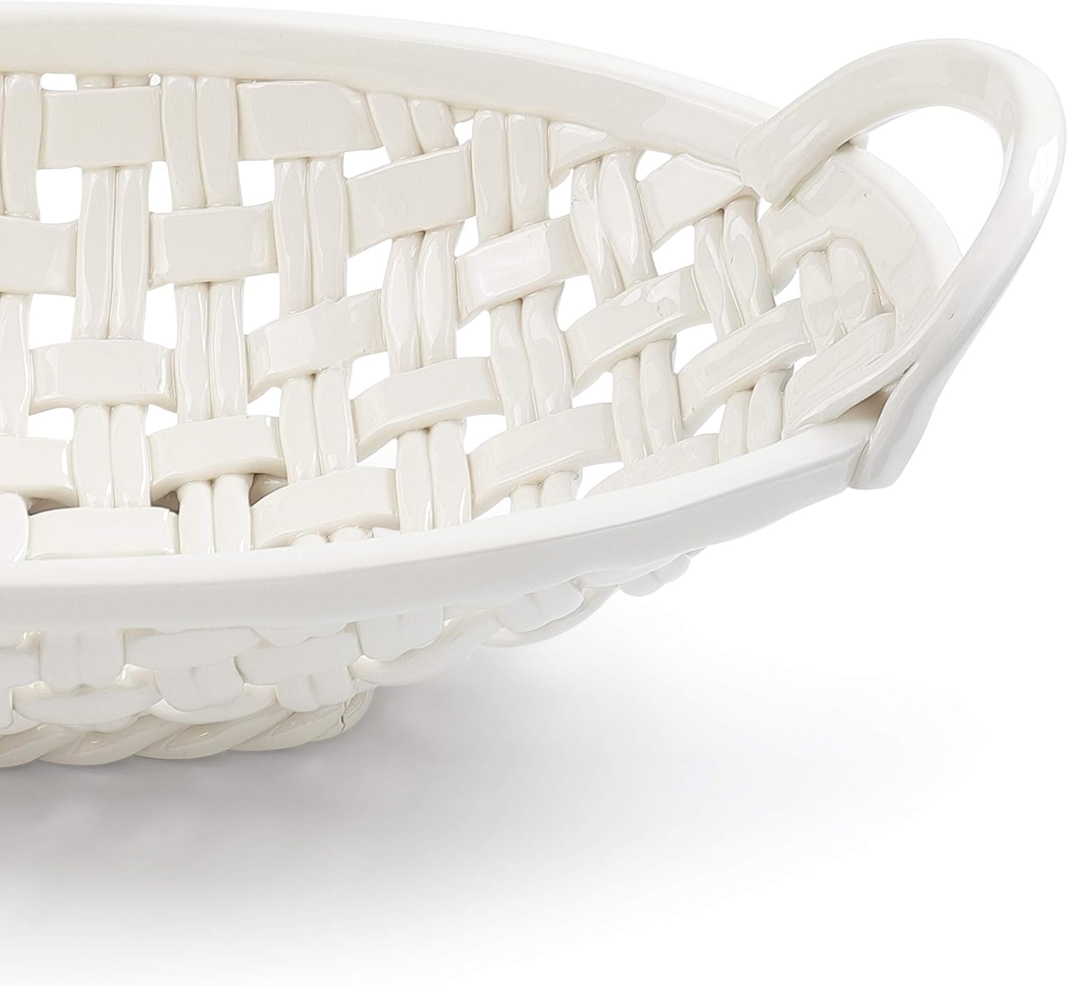 DEMDACO White Bread Basket Ceramic Decorative Bowl With Towel