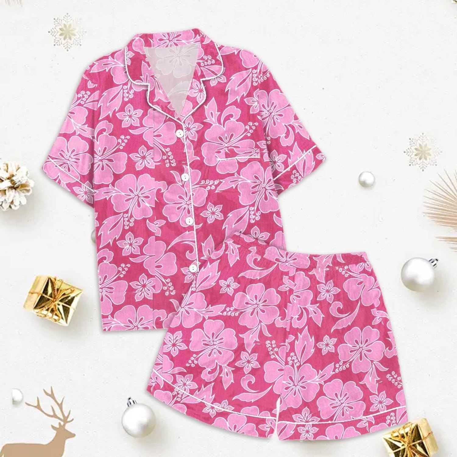 Kids Girls Summer Flower Print Pajamas Set