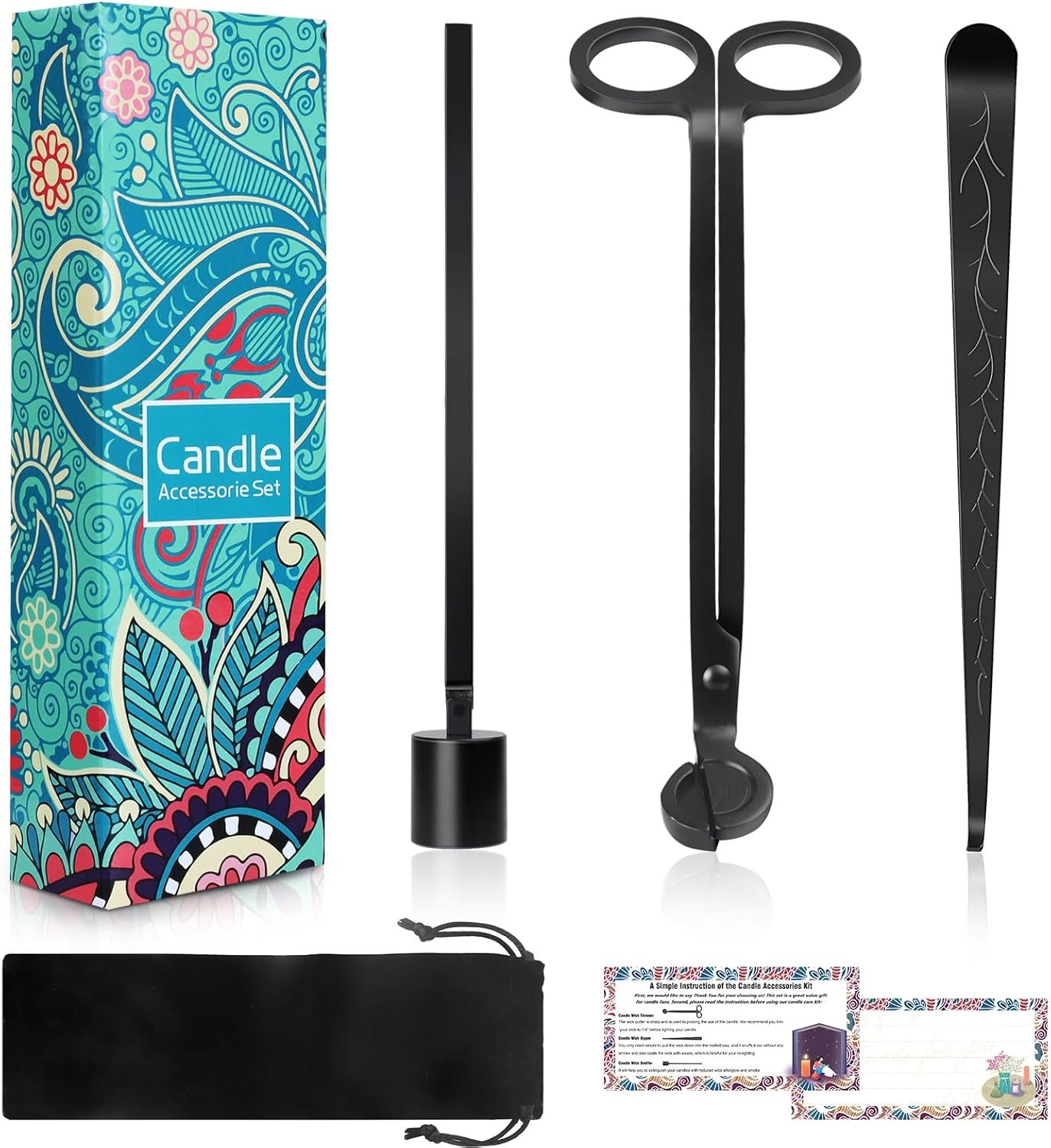 LILANGLI 4 in 1 Candle Accessories Kit - Black
