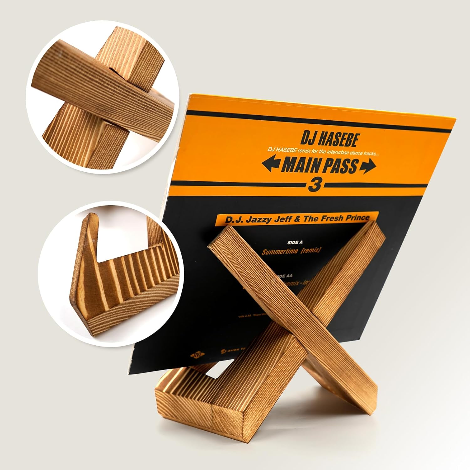 Wooden Vinyl Record Display Stand for Photos Cookbooks Plates