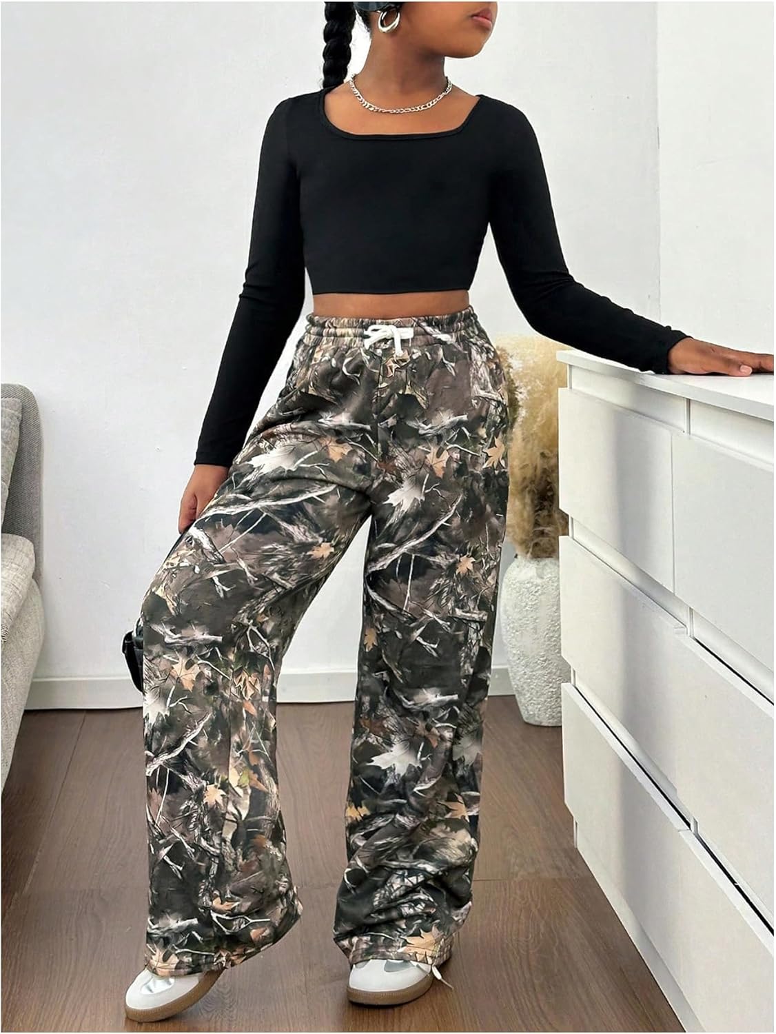 SOLY HUX Camo Print Wide Leg Pants for Girls