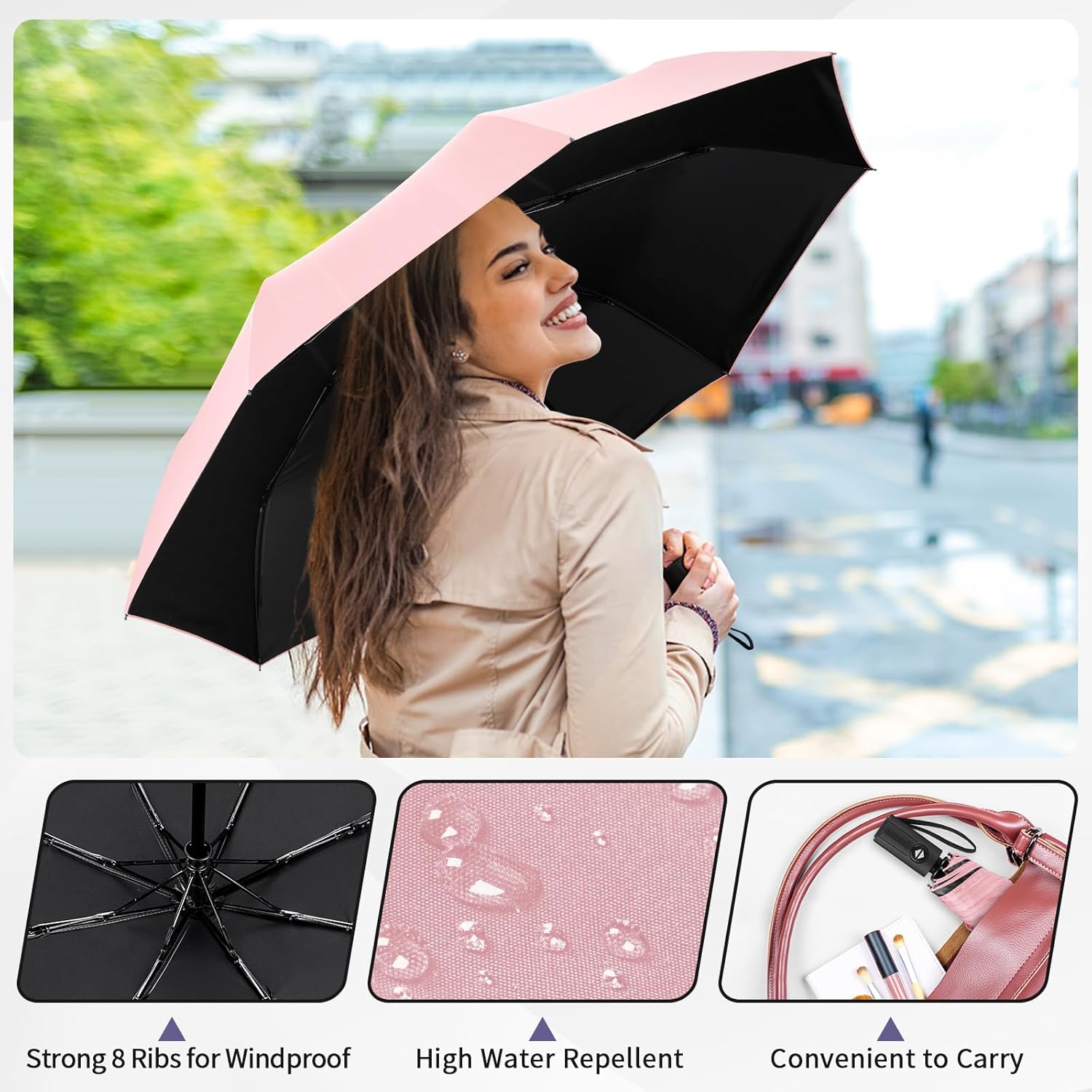 Yoobure Windproof Travel Umbrella Automatic UV Protection