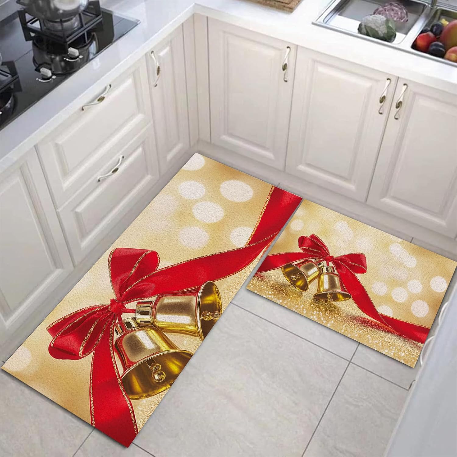 JRZEOCI Kitchen Mat Set 2PCS Waterproof Non-Slip 1