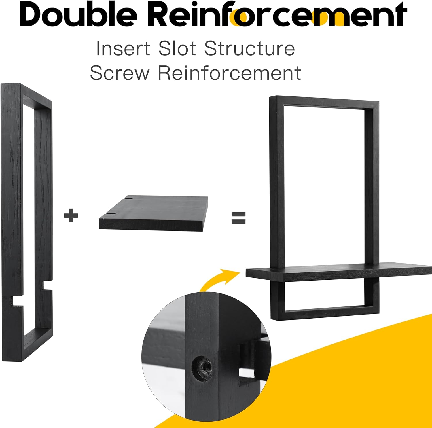 PHOENANCEE Square Floating Shelves Black Set of 2