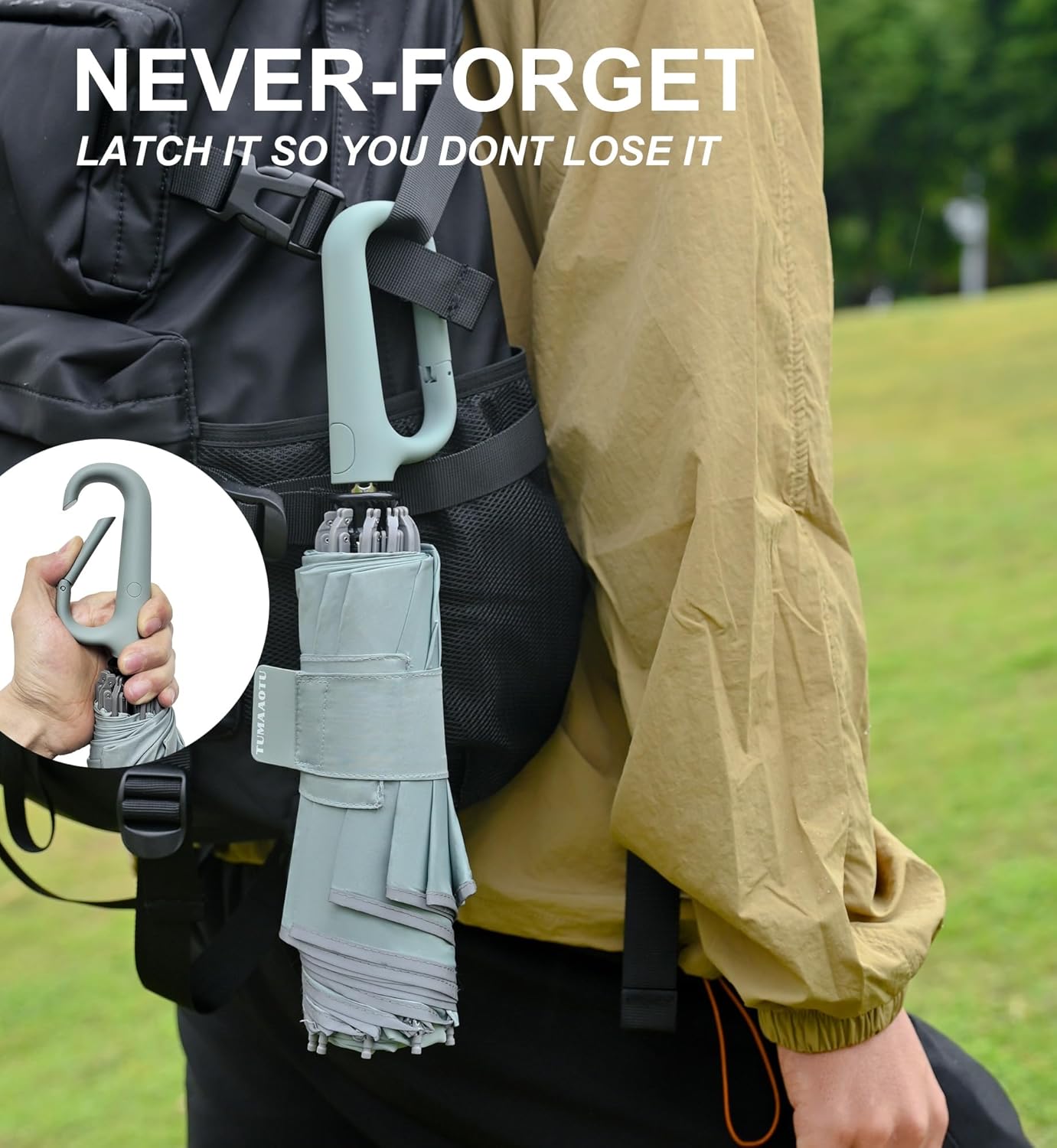 QWB TUMAAOTU Inverted Umbrella with Carabiner Handle