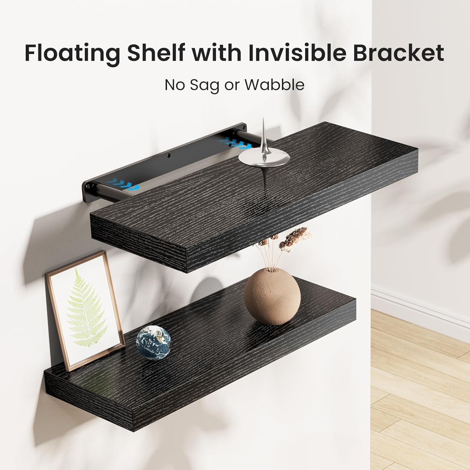 AMADA Floating Shelves Black Set of 3