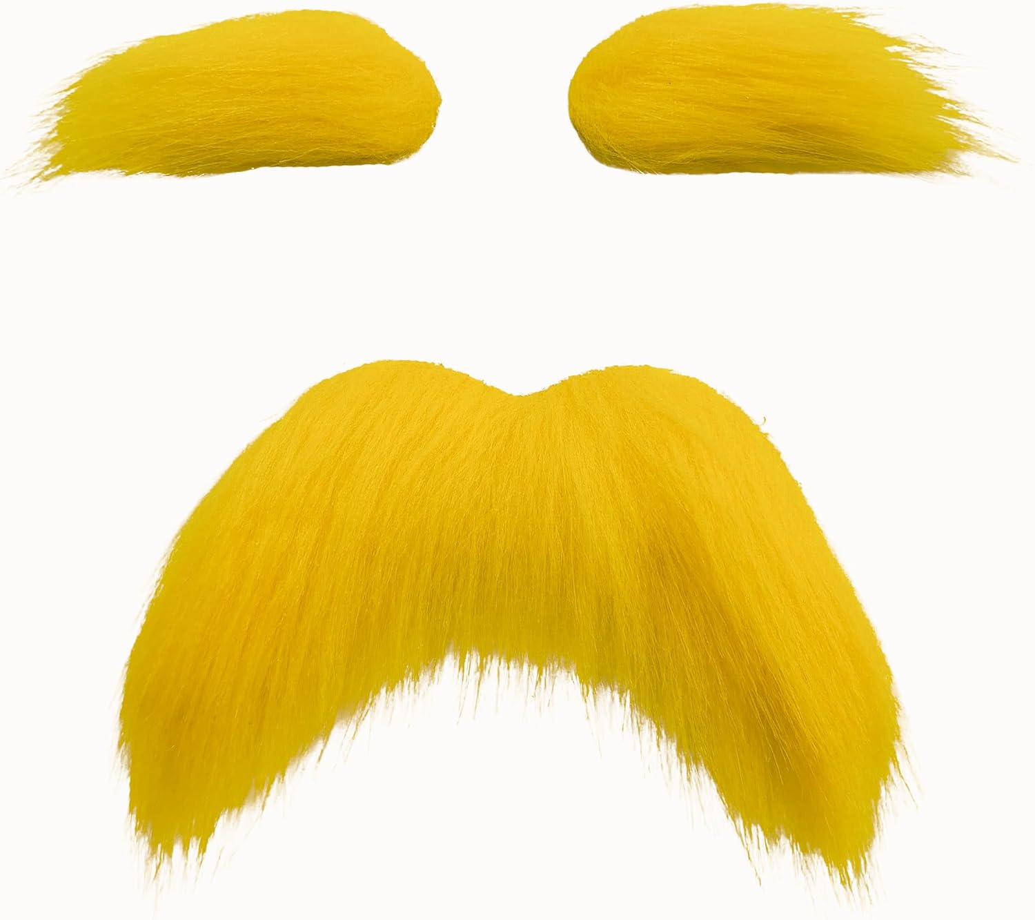 Yellow Fake Mustache and Eyebrows Set for Halloween Cosplay