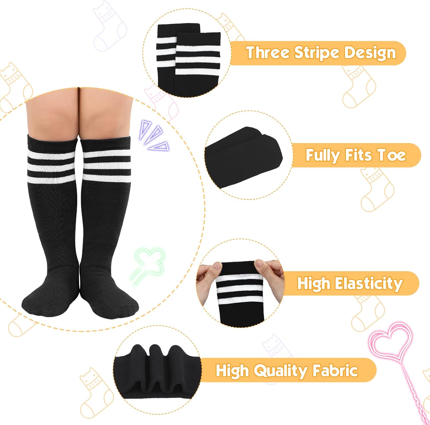 American Trends Kids Soccer Socks Knee High 3 Stripes