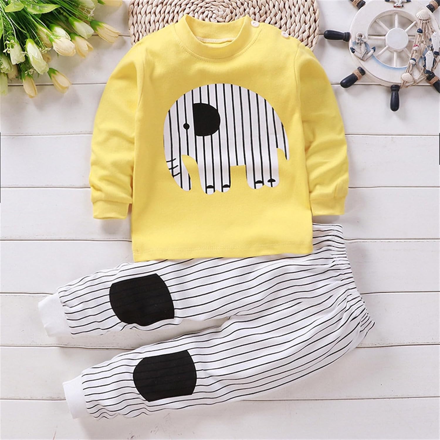 Toddler Baby Boys Girls 2-Piece Outfits Soft Tops and Pants Sets 1