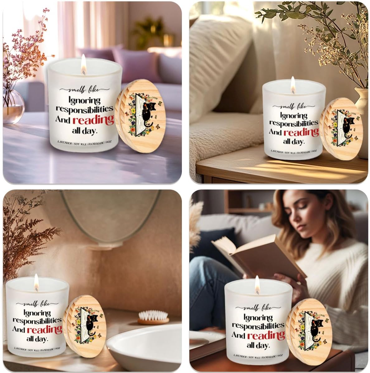 Book Lovers Candle 9Oz - Lavender Scented Gift